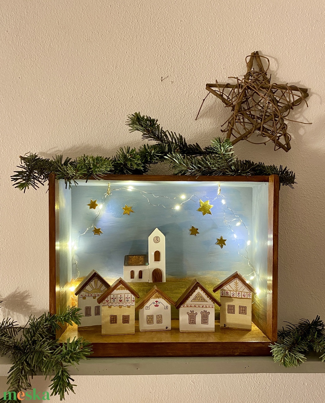 Karácsonyi falu világítással - karácsony - karácsonyi lakásdekoráció - karácsonyi falu, házikó - Meska.hu