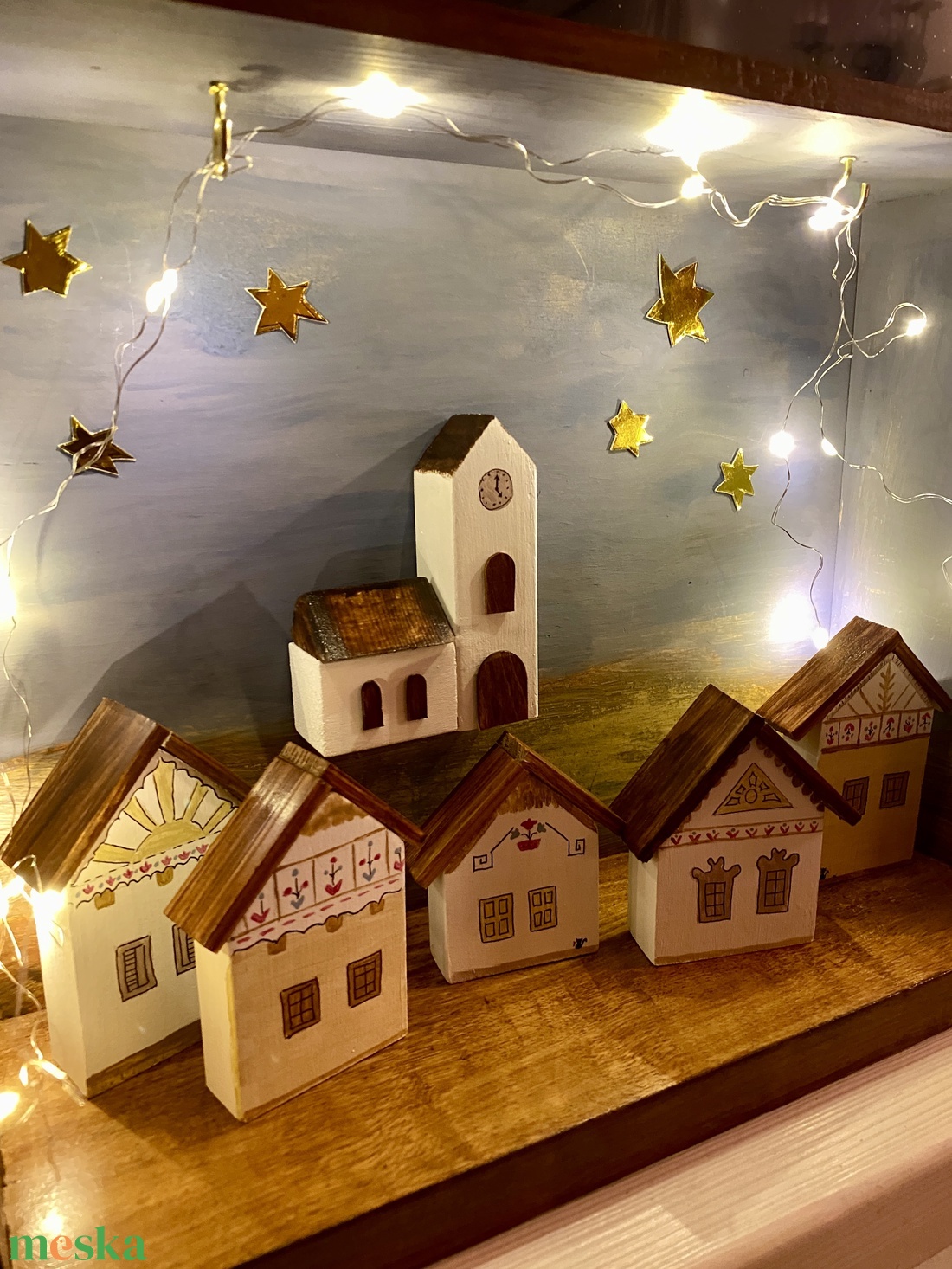 Karácsonyi falu világítással - karácsony - karácsonyi lakásdekoráció - karácsonyi falu, házikó - Meska.hu