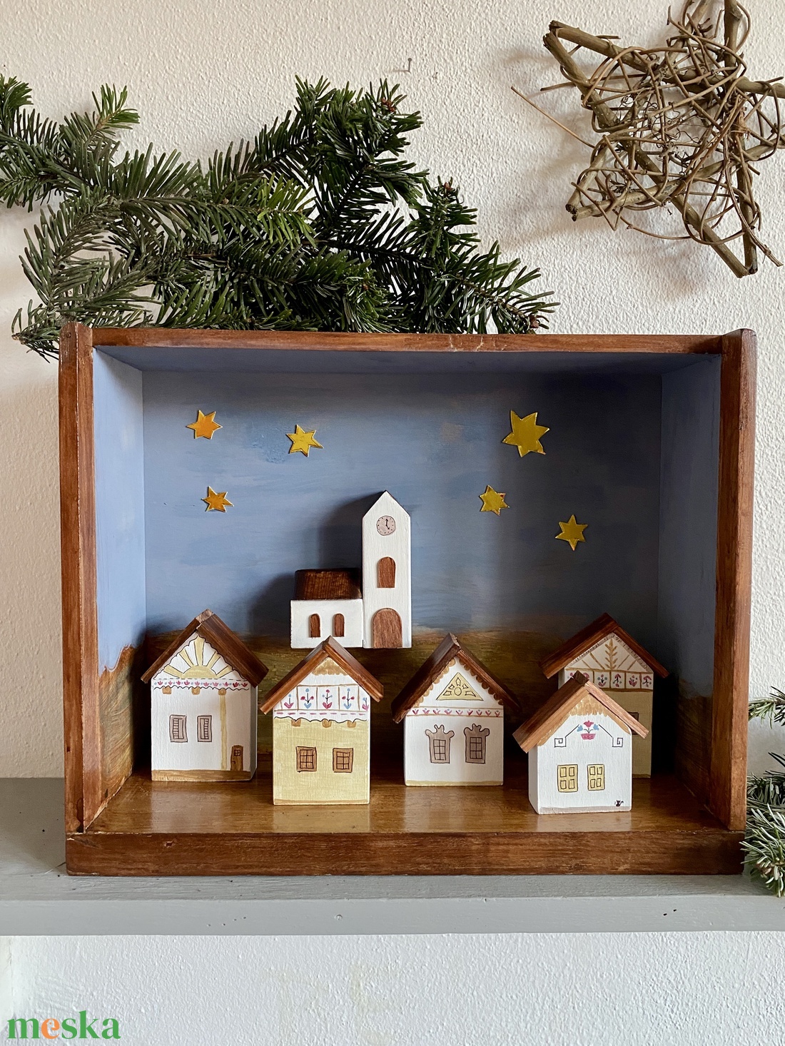 Karácsonyi falu világítással - karácsony - karácsonyi lakásdekoráció - karácsonyi falu, házikó - Meska.hu