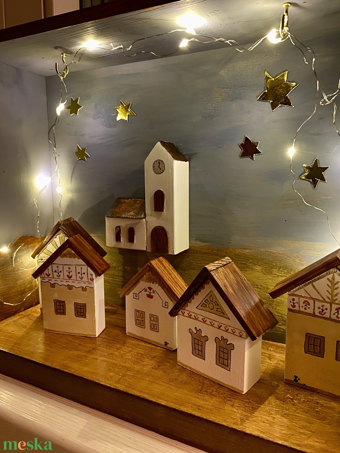 Karácsonyi falu világítással - karácsony - karácsonyi lakásdekoráció - karácsonyi falu, házikó - Meska.hu