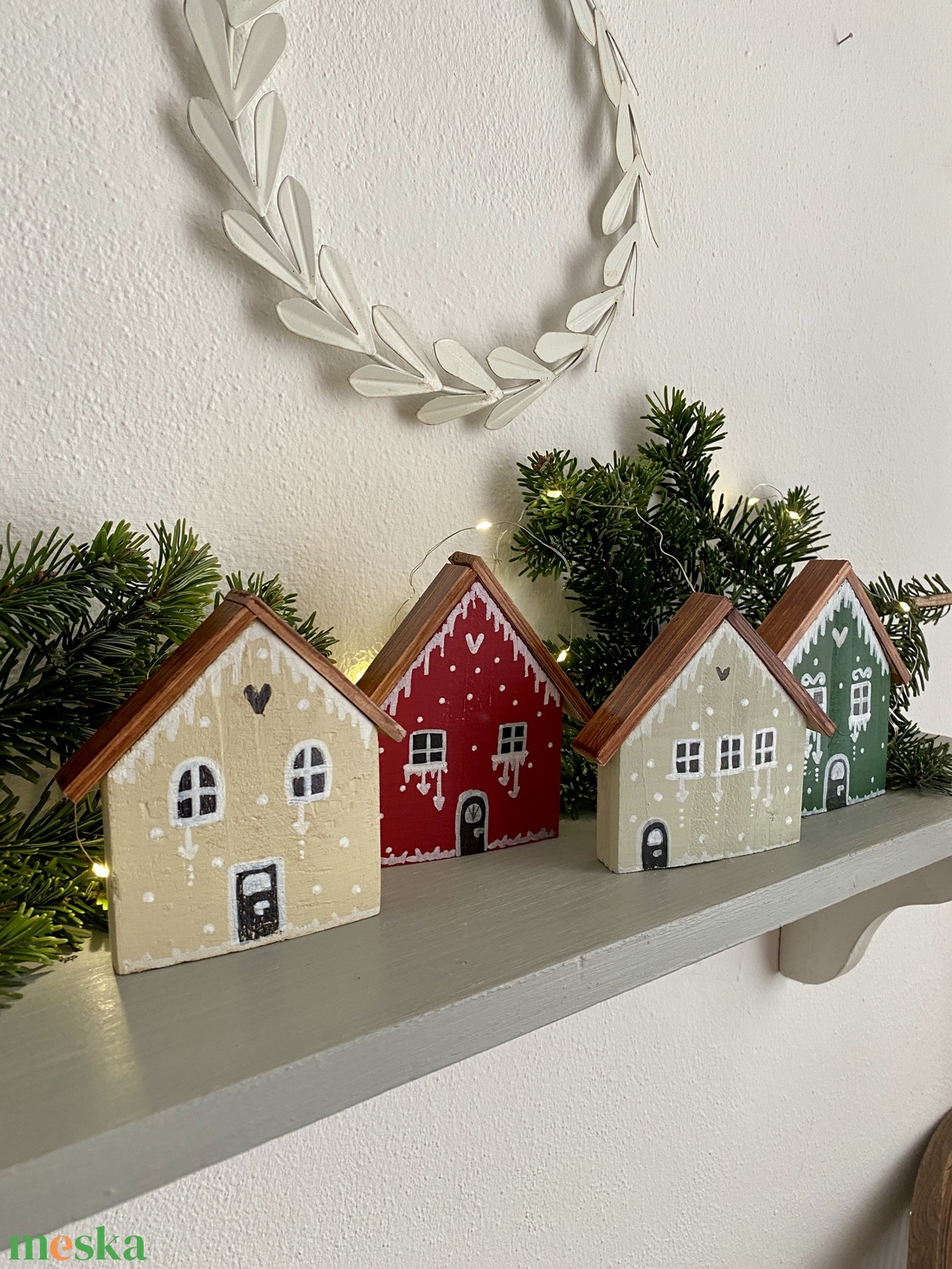 Mézeskalács házikók-karácsonyi ablakdísz - karácsony - adventi díszek - adventi ablakdekoráció - Meska.hu