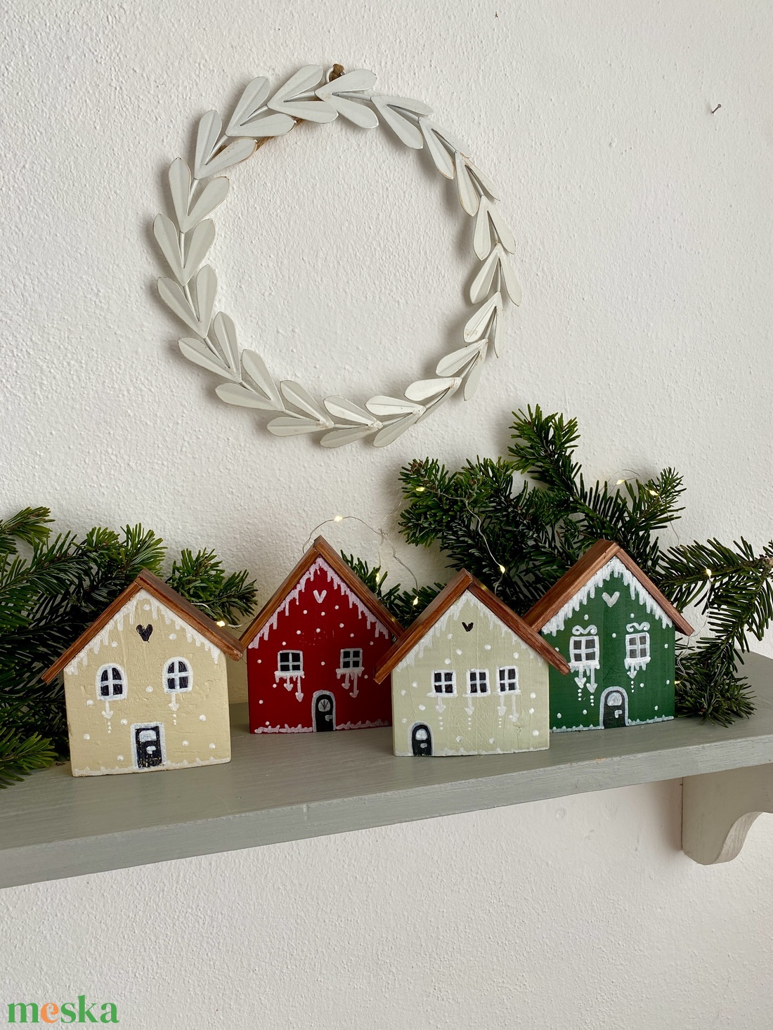 Mézeskalács házikók-karácsonyi ablakdísz - karácsony - adventi díszek - adventi ablakdekoráció - Meska.hu