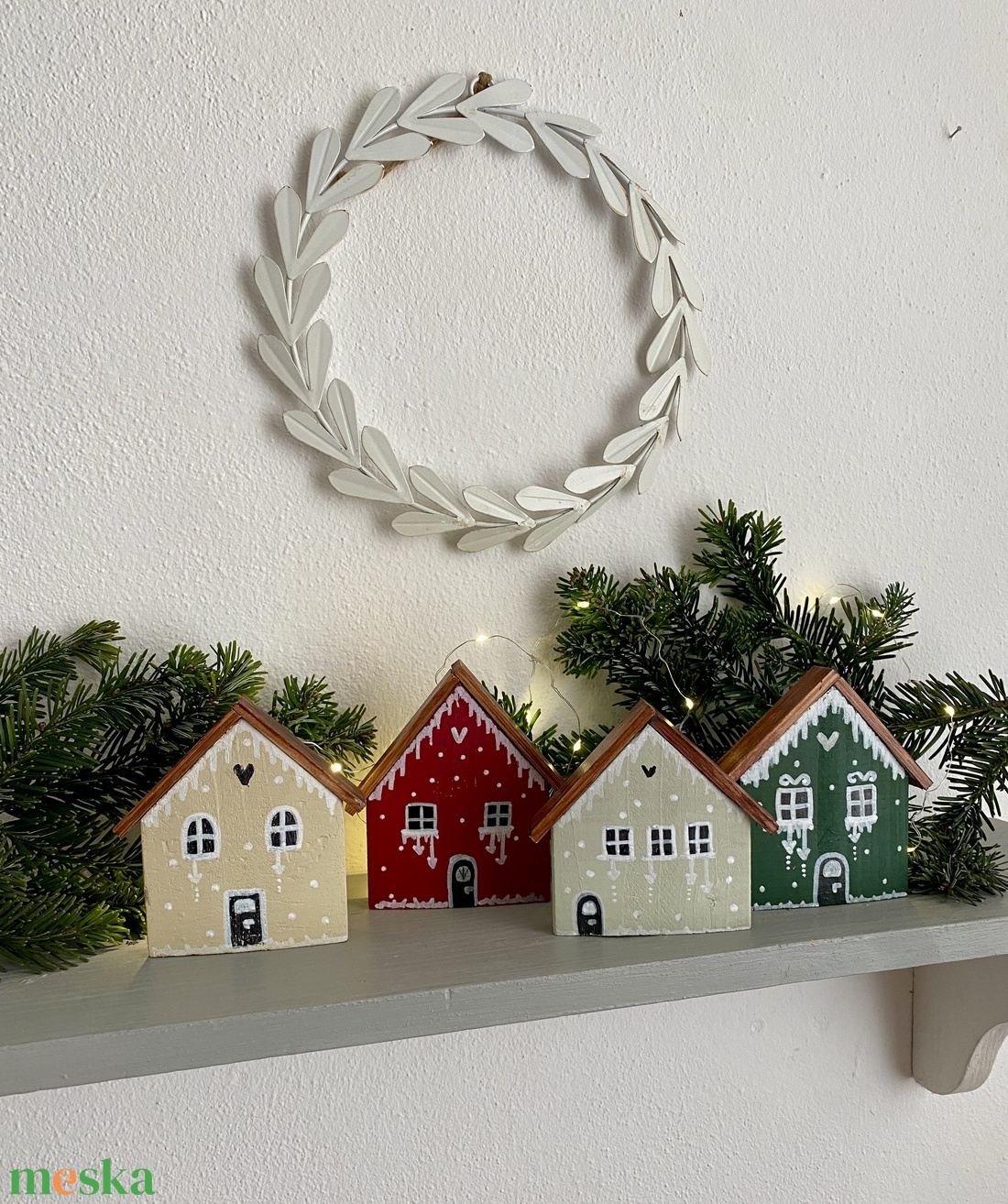 Mézeskalács házikók-karácsonyi ablakdísz - karácsony - adventi díszek - adventi ablakdekoráció - Meska.hu