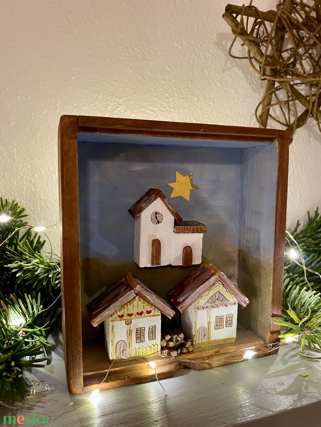 Karácsonyi falu templommal - karácsony - karácsonyi lakásdekoráció - karácsonyi falu, házikó - Meska.hu
