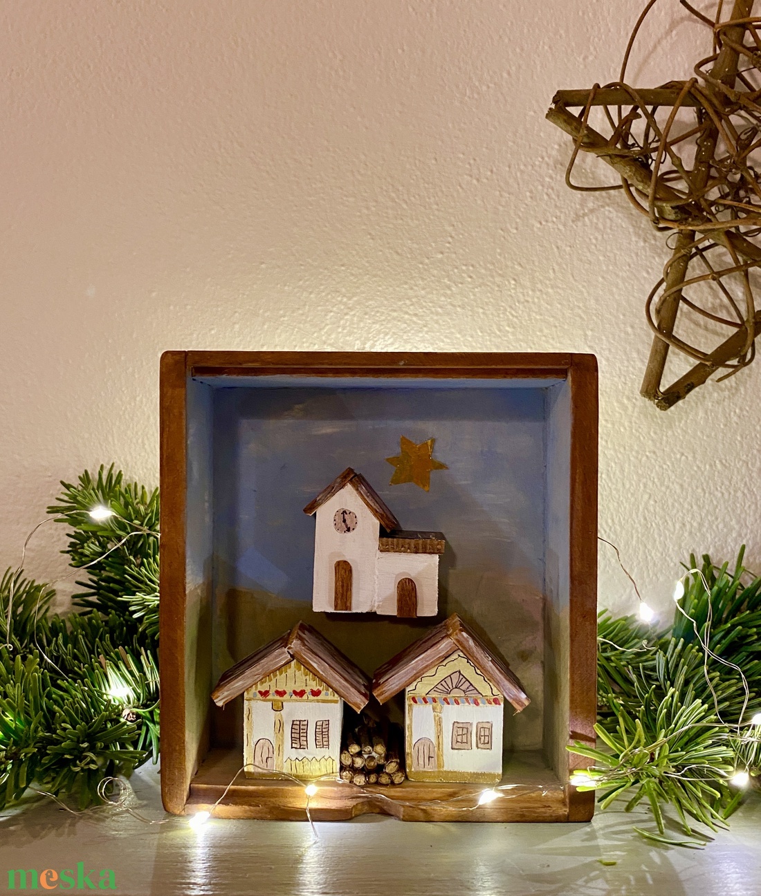 Karácsonyi falu templommal - karácsony - karácsonyi lakásdekoráció - karácsonyi falu, házikó - Meska.hu