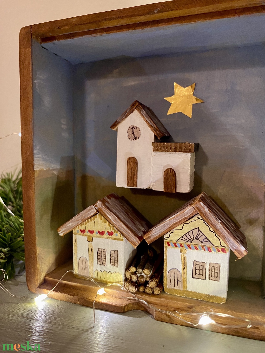 Karácsonyi falu templommal - karácsony - karácsonyi lakásdekoráció - karácsonyi falu, házikó - Meska.hu