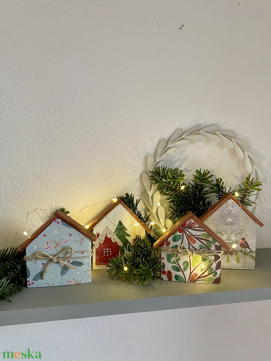 Téli házikók-karácsonyi ablakdísz - karácsony - adventi díszek - adventi ablakdekoráció - Meska.hu