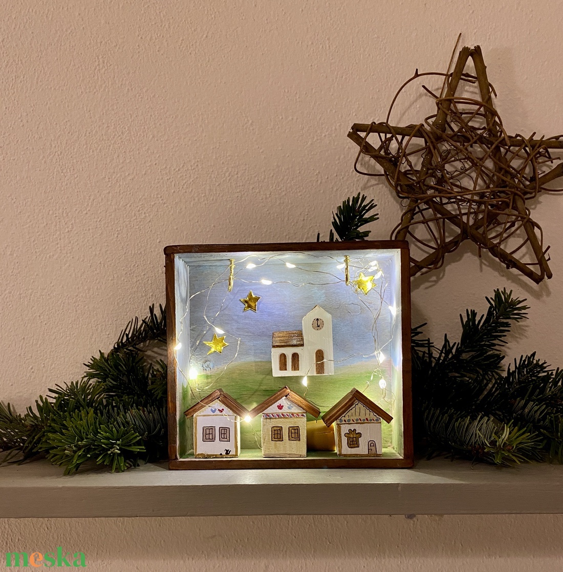 Karácsonyi falu világítással - karácsony - karácsonyi lakásdekoráció - karácsonyi falu, házikó - Meska.hu