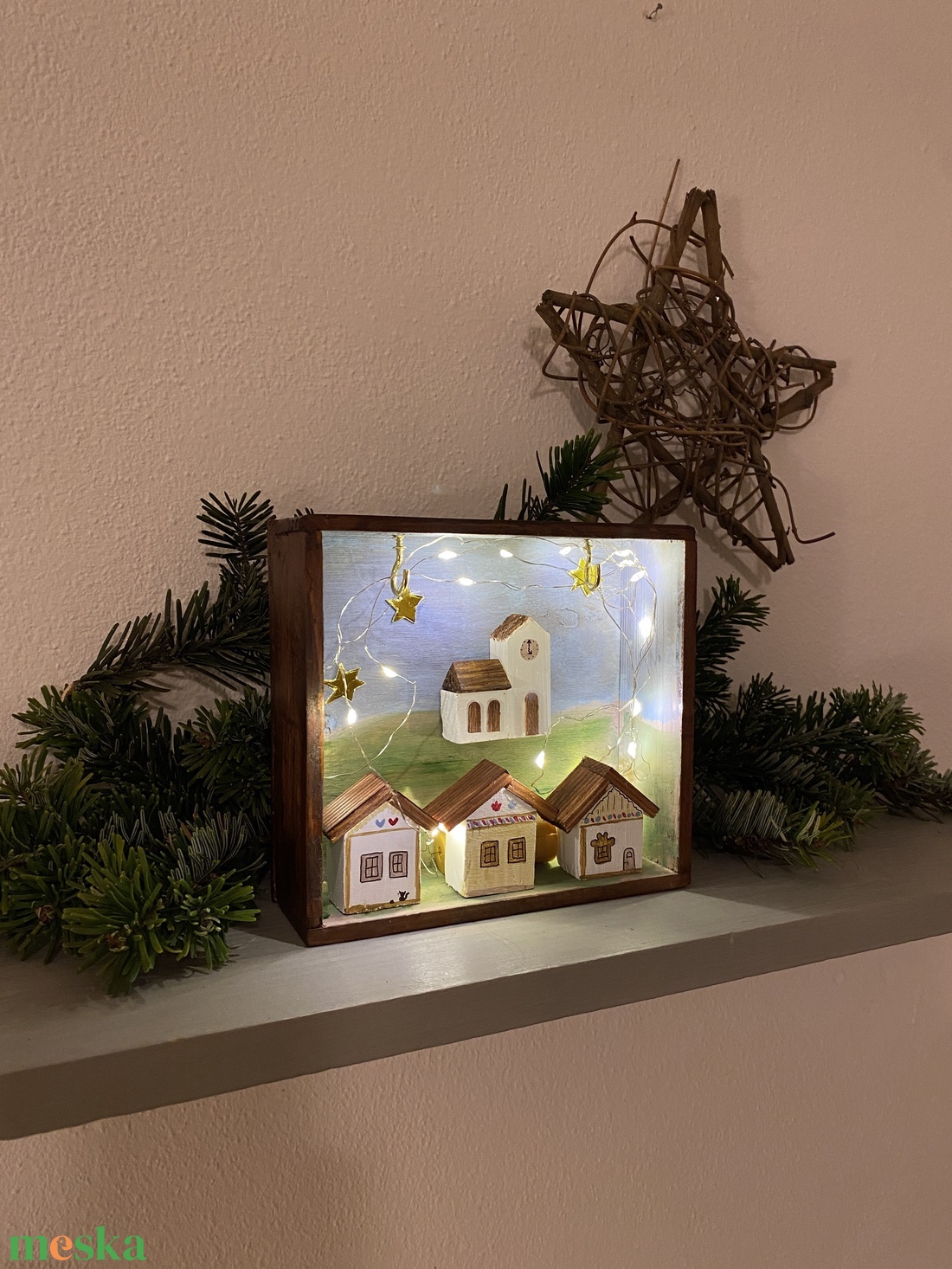 Karácsonyi falu világítással - karácsony - karácsonyi lakásdekoráció - karácsonyi falu, házikó - Meska.hu