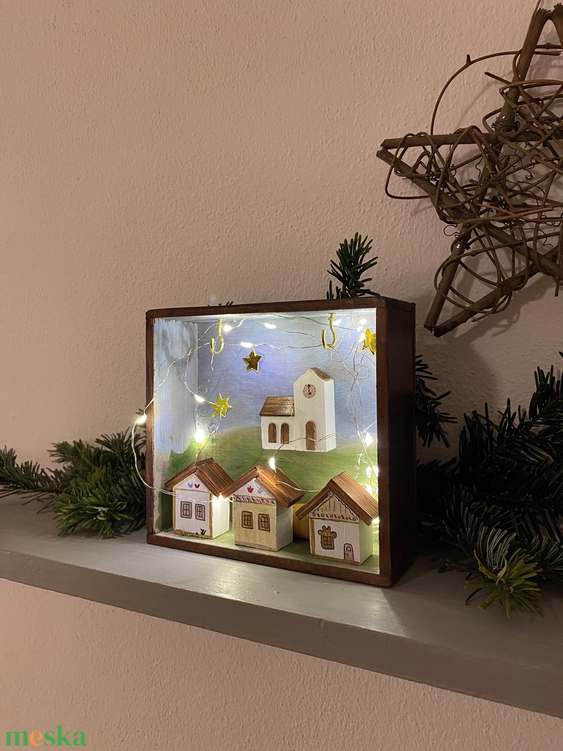 Karácsonyi falu világítással - karácsony - karácsonyi lakásdekoráció - karácsonyi falu, házikó - Meska.hu