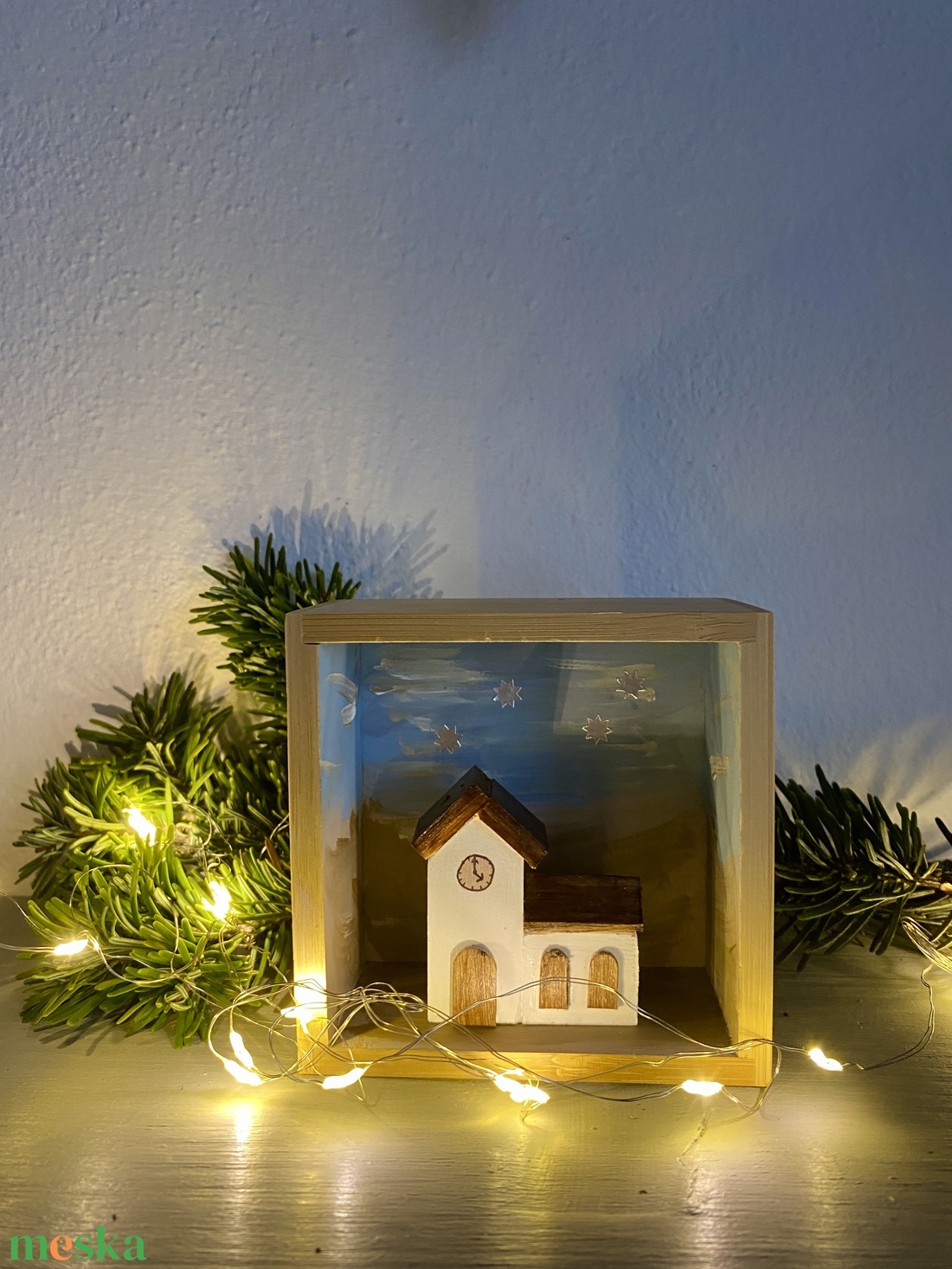 Kicsi templomos kép - karácsony - adventi díszek - adventi ablakdekoráció - Meska.hu