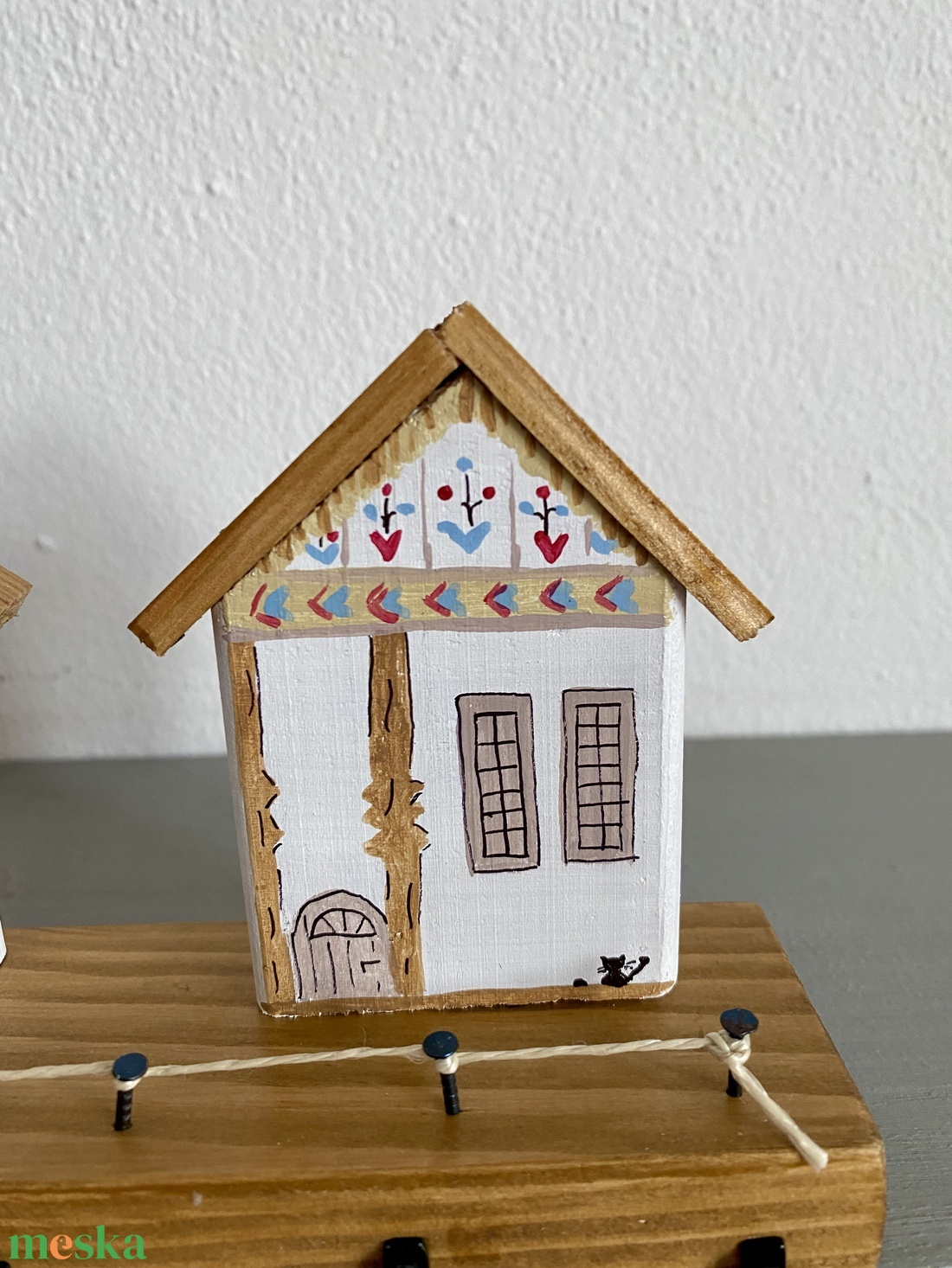 Fekete macskás népi házikós kulcstartó - otthon & életmód - dekoráció - fali és függő dekoráció - fali kulcstartó - Meska.hu