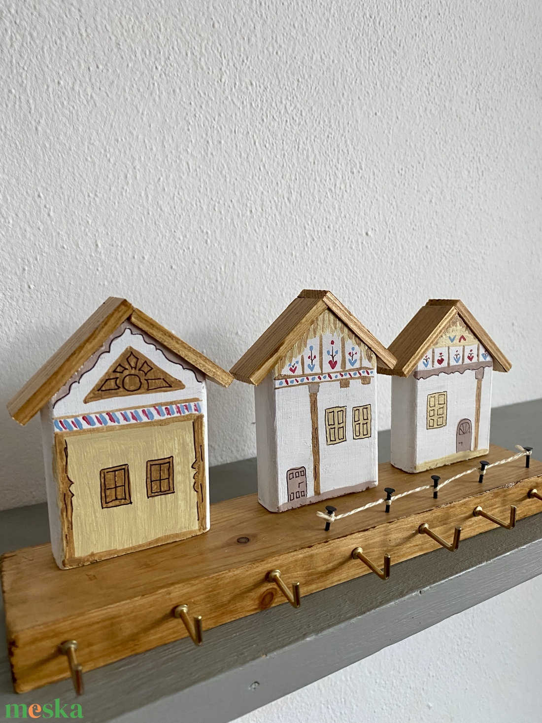 Népi házikós kulcstartó - otthon & életmód - dekoráció - fali és függő dekoráció - fali kulcstartó - Meska.hu