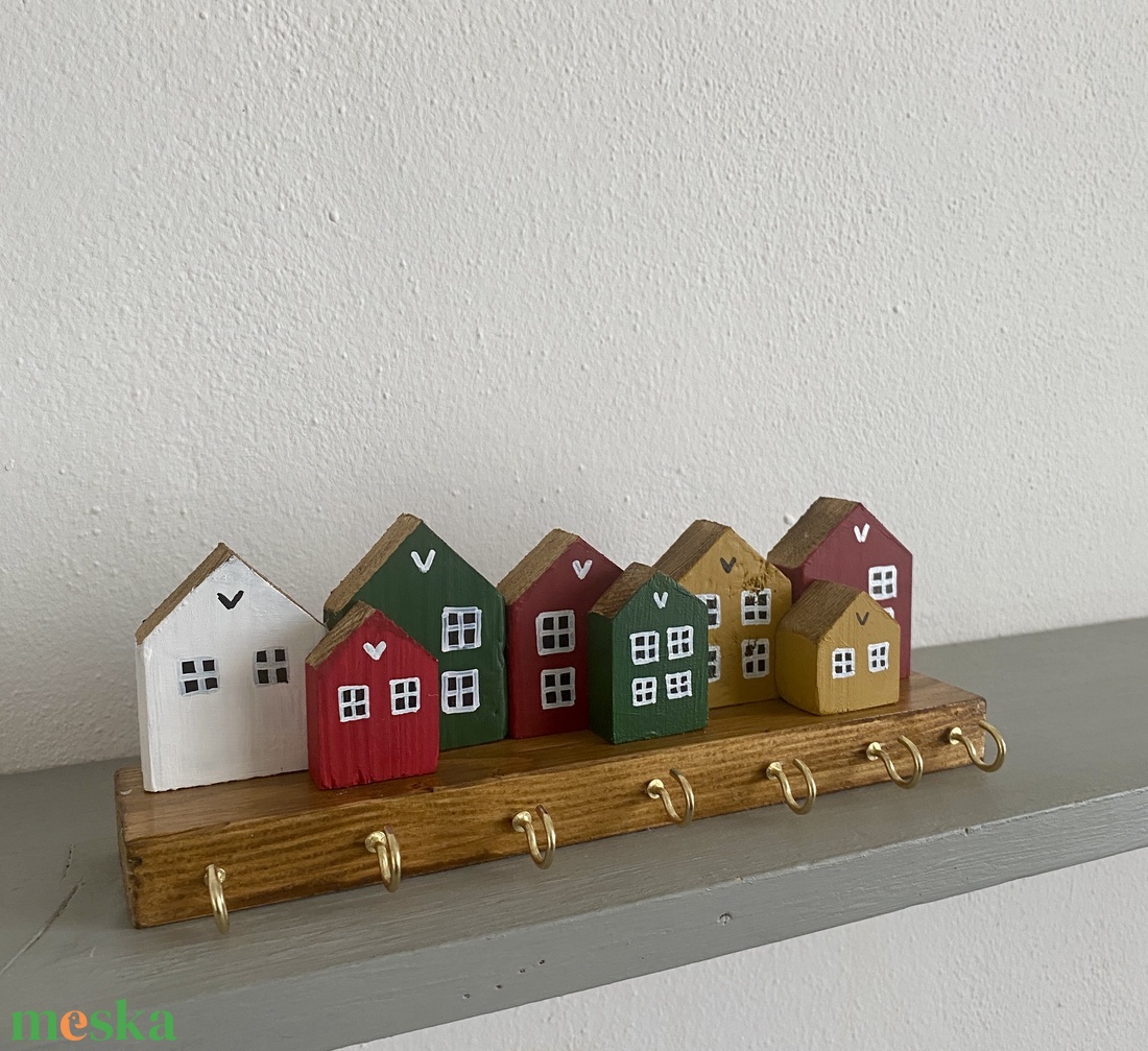 Skandináv utcácska - fali kulcstartó, fogas, akasztó - otthon & életmód - dekoráció - fali és függő dekoráció - fali kulcstartó - Meska.hu