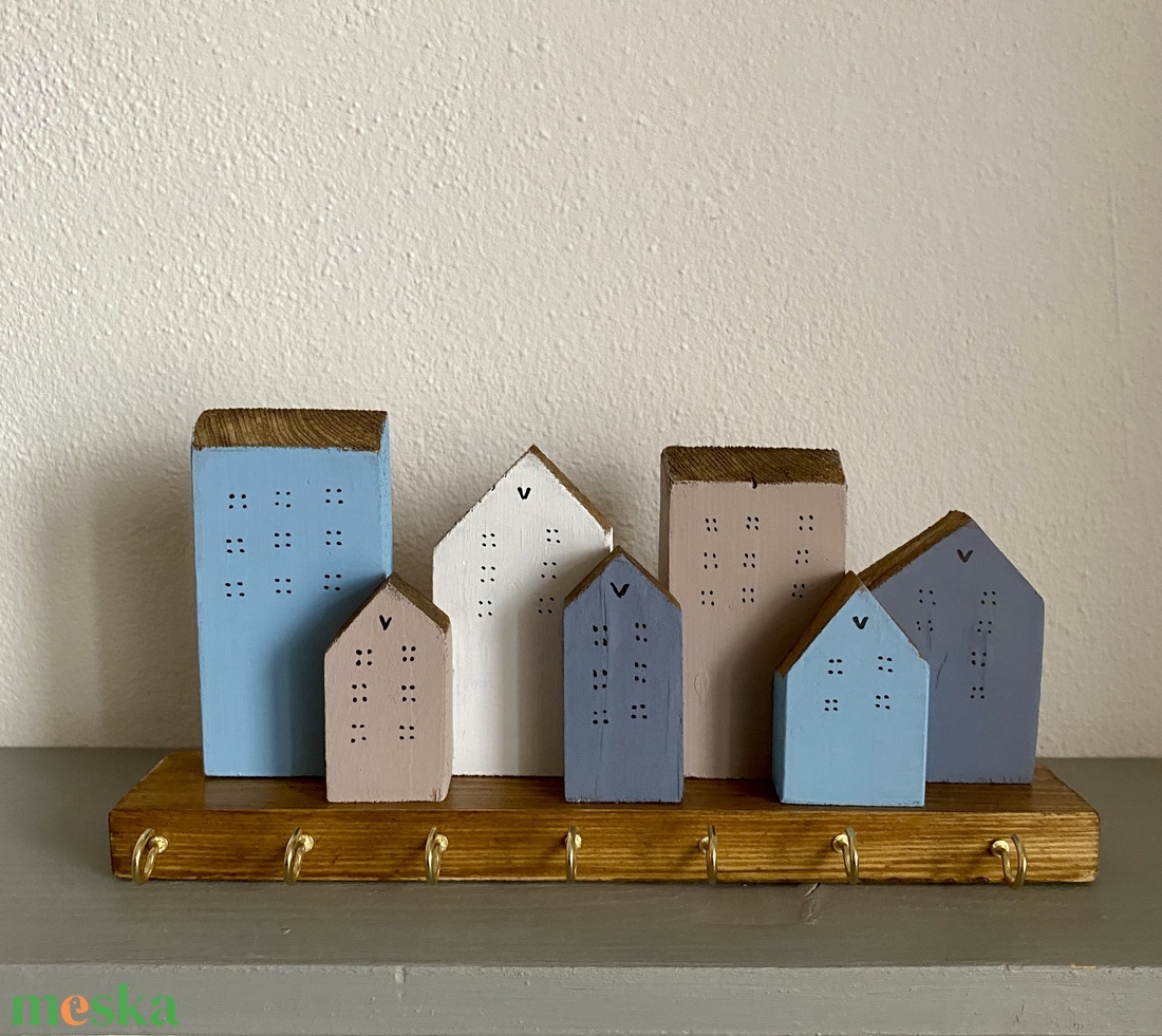 Kék, fehér, homok  színű fogas, kulcstartó - otthon & életmód - bútor - fogas - Meska.hu