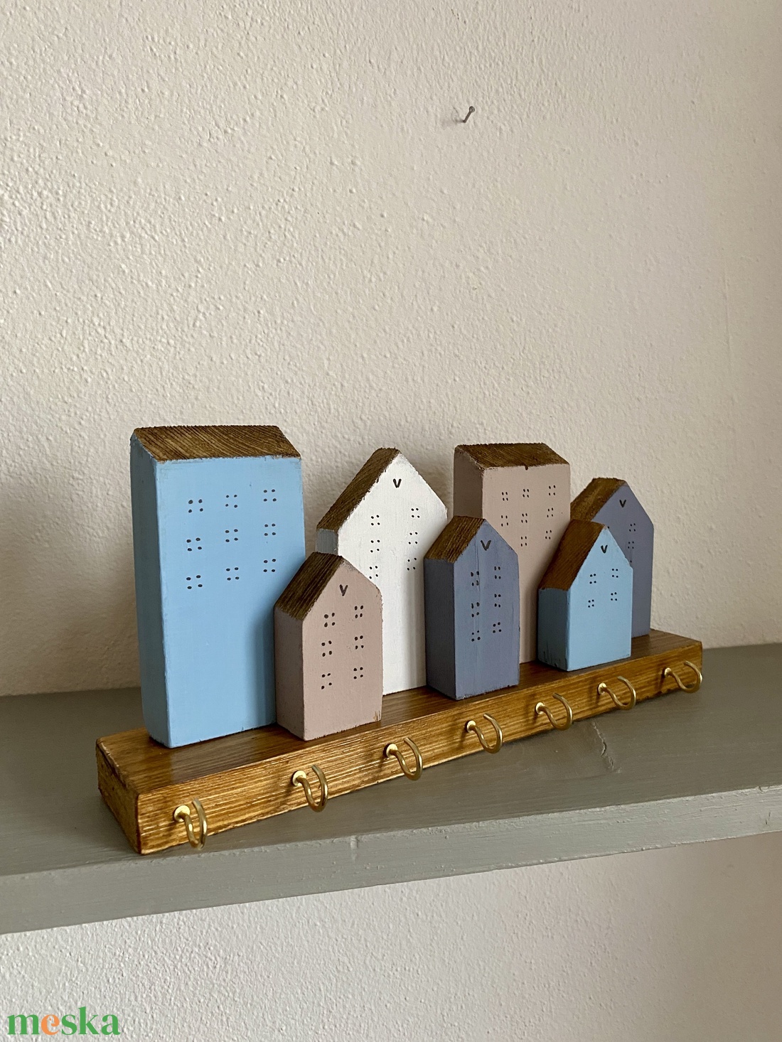 Kék, fehér, homok  színű fogas, kulcstartó - otthon & életmód - bútor - fogas - Meska.hu