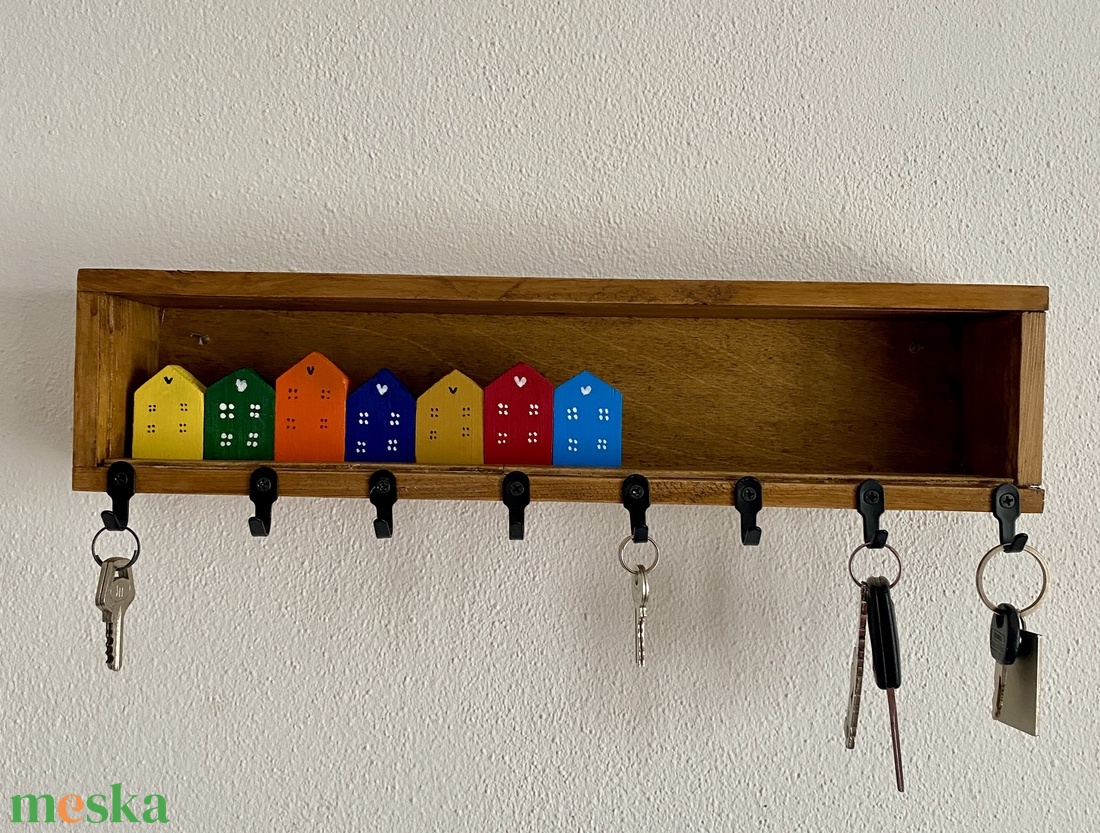 Pöttyös utca-fogas színes egyéniségeknek - otthon & életmód - dekoráció - fali és függő dekoráció - fali kulcstartó - Meska.hu