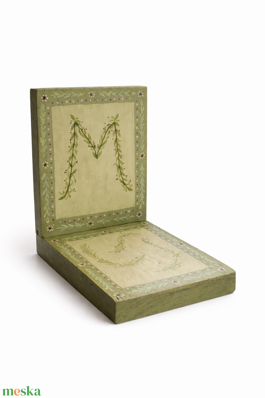 Monogramos olíva könyvtámasz - ajándékötlet - személyre szabható - otthon & életmód - dekoráció - asztal és polc dekoráció - könyvtámasz - Meska.hu