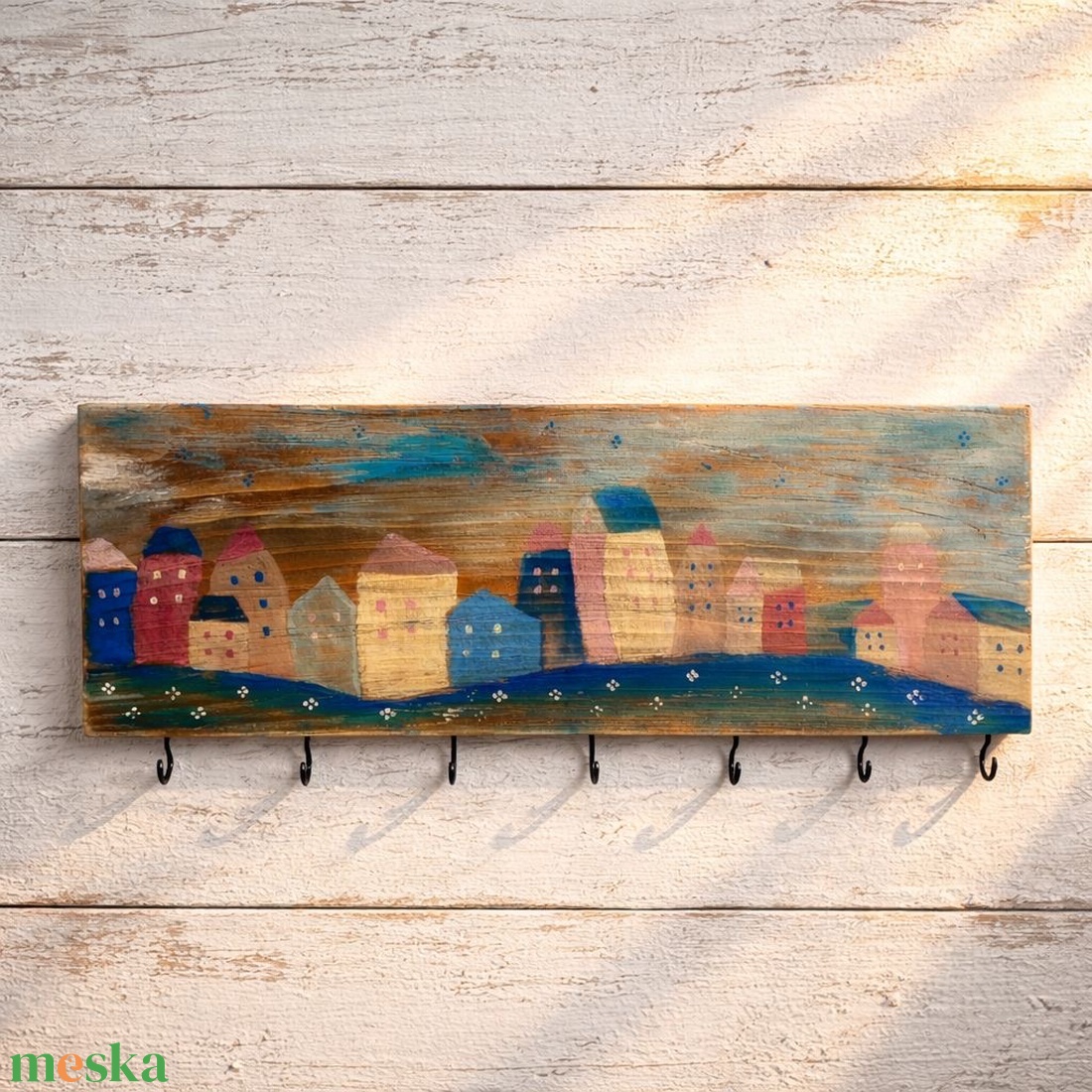 Kék város - kulcstartó- fogas - ajándékötlet - otthon & életmód - dekoráció - fali és függő dekoráció - fali kulcstartó - Meska.hu