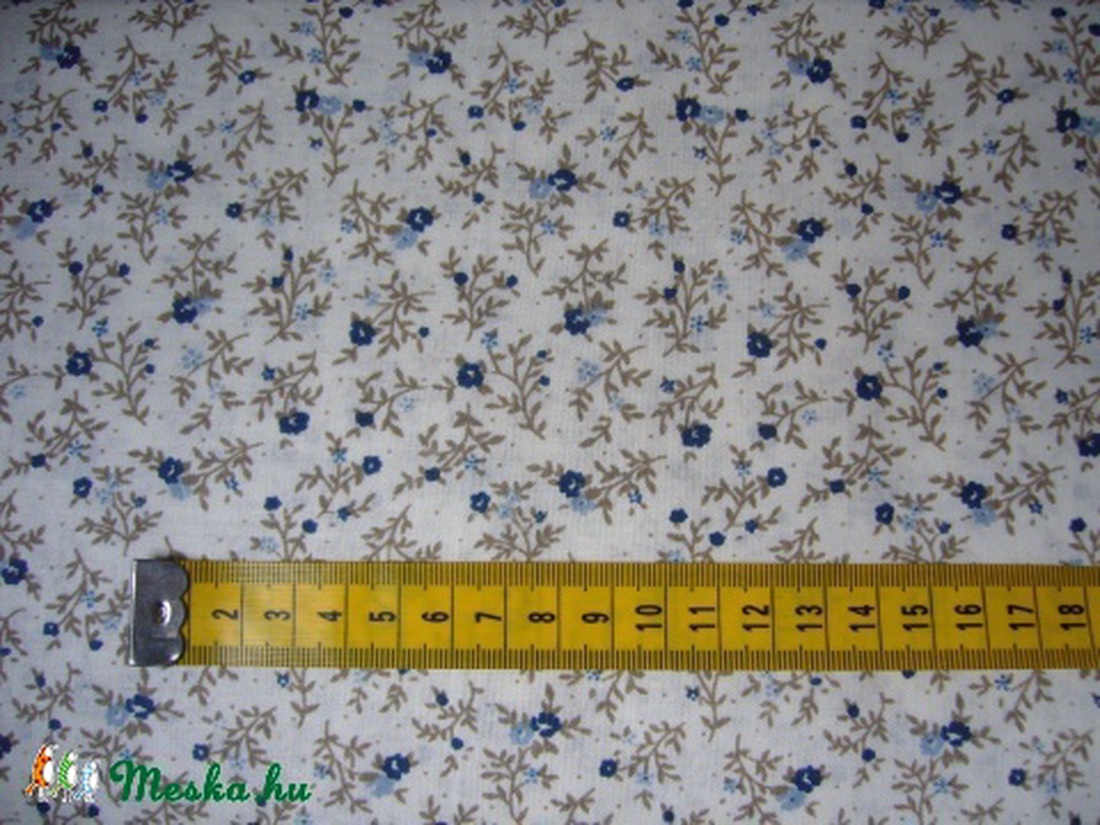 100% pamutvászon apró kék virágos 140cm széles ( méterre) - kellékek & szerszámok - méteráru - vászon - Meska.hu