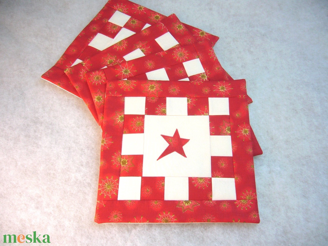 Reggeliző alátét 4db / patchwork-karácsonyi - karácsony - karácsonyi lakásdekoráció - ünnepi asztaldekoráció - Meska.hu