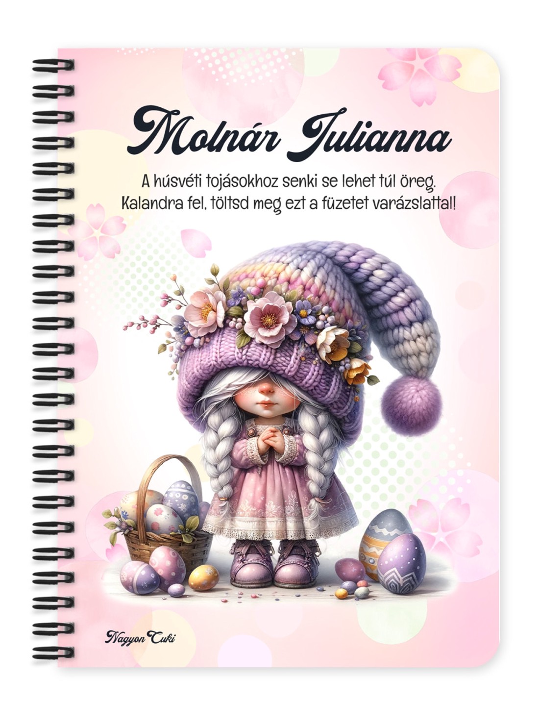 Személyre szabható - Húsvéti manólány mintás A5-ös füzet - otthon & életmód - papír, írószer - jegyzetfüzet & napló - Meska.hu
