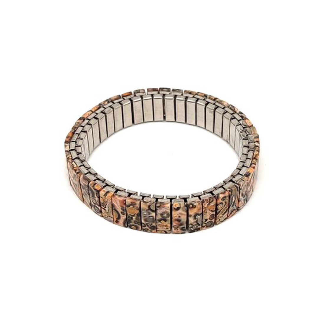 Jáspis leopárd rugalmas fém karkötő 10mm - ékszer - karkötő - ásványkarkötő - Meska.hu