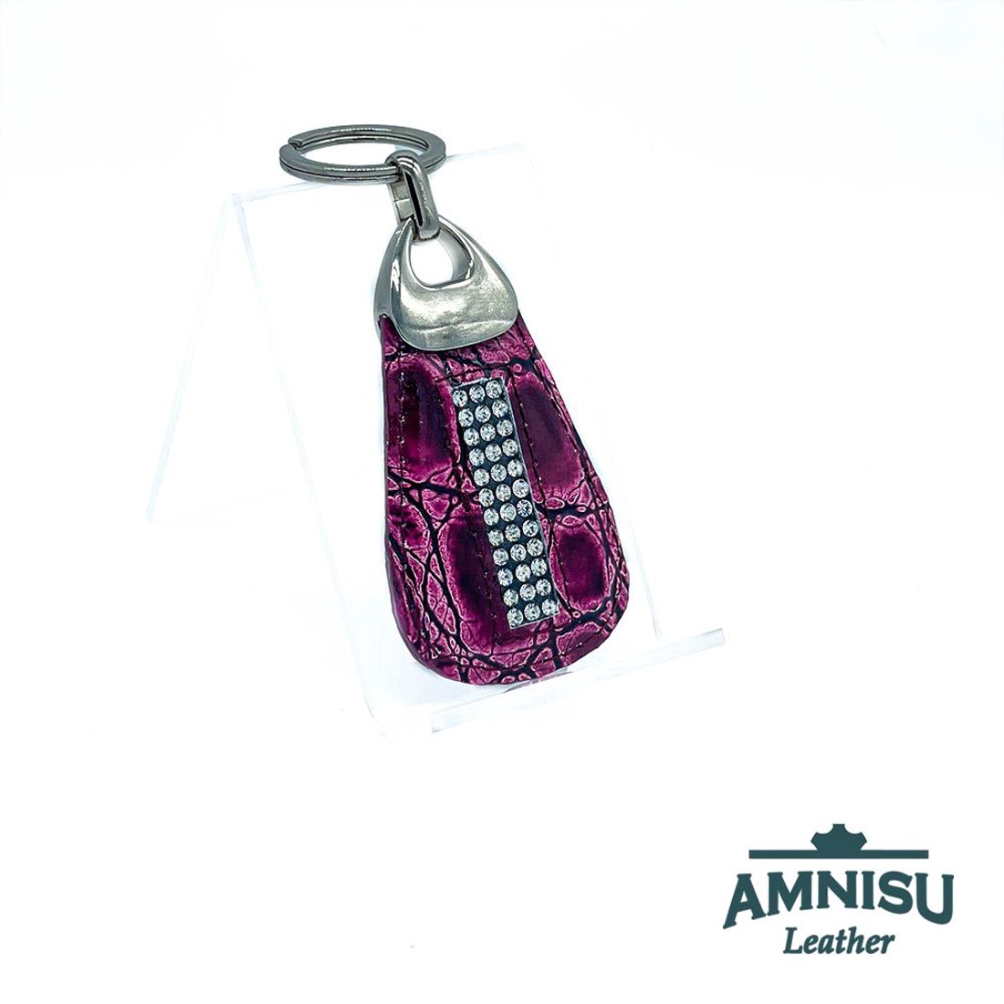 Lila lakk krokkómintás csepp alakú swarovski köves kulcstartó H4025 - táska & tok - kulcstartó & táskadísz - kulcstartó - Meska.hu