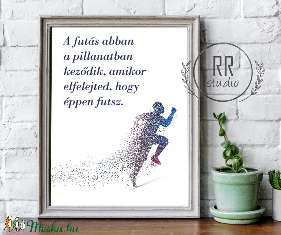 Poszter A4, motivációs idézet, sport, futás, fitness, edzés, motiváció, falikép,felirat, kép, dekoráció, kék - otthon & életmód - dekoráció - Meska.hu
