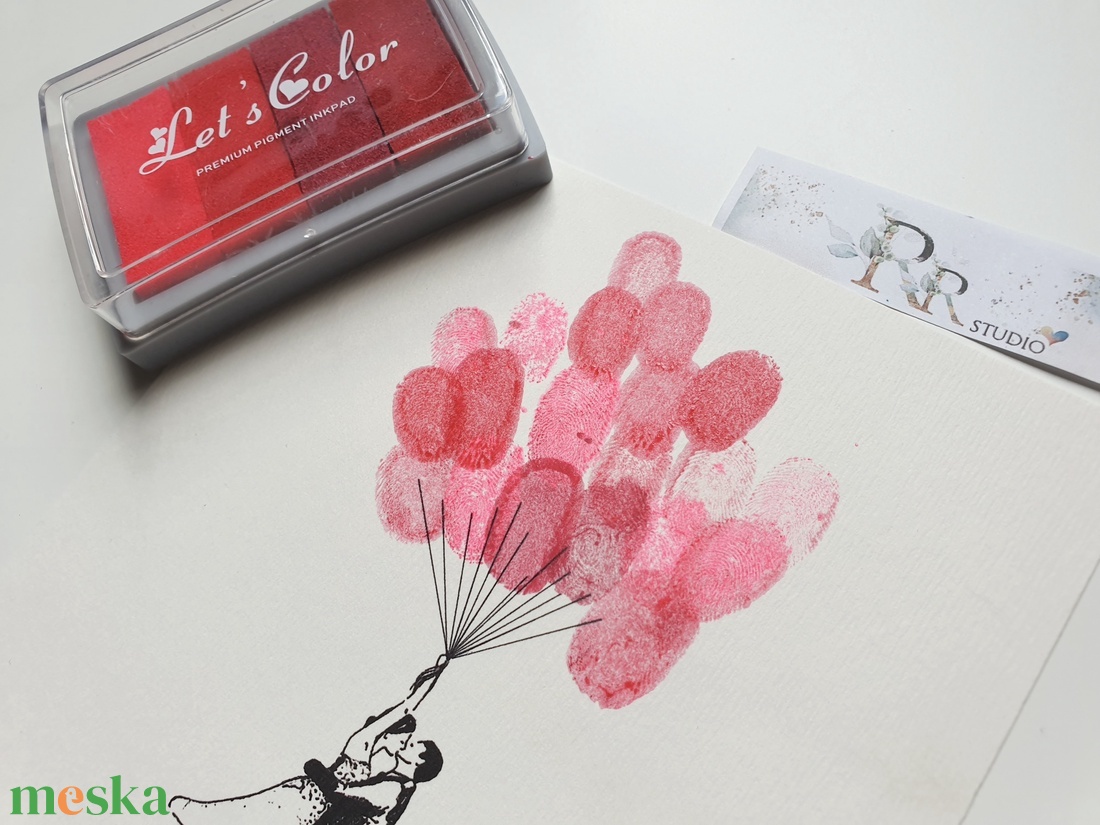 Rózsaszínből-pirosba átmemetes Tintapárna, festék párna, ujjlenyomat, ujjlenyomat képhez, esküvőre, nyomda, tinta, - otthon & életmód - dekoráció - kép & falikép - poszter - Meska.hu