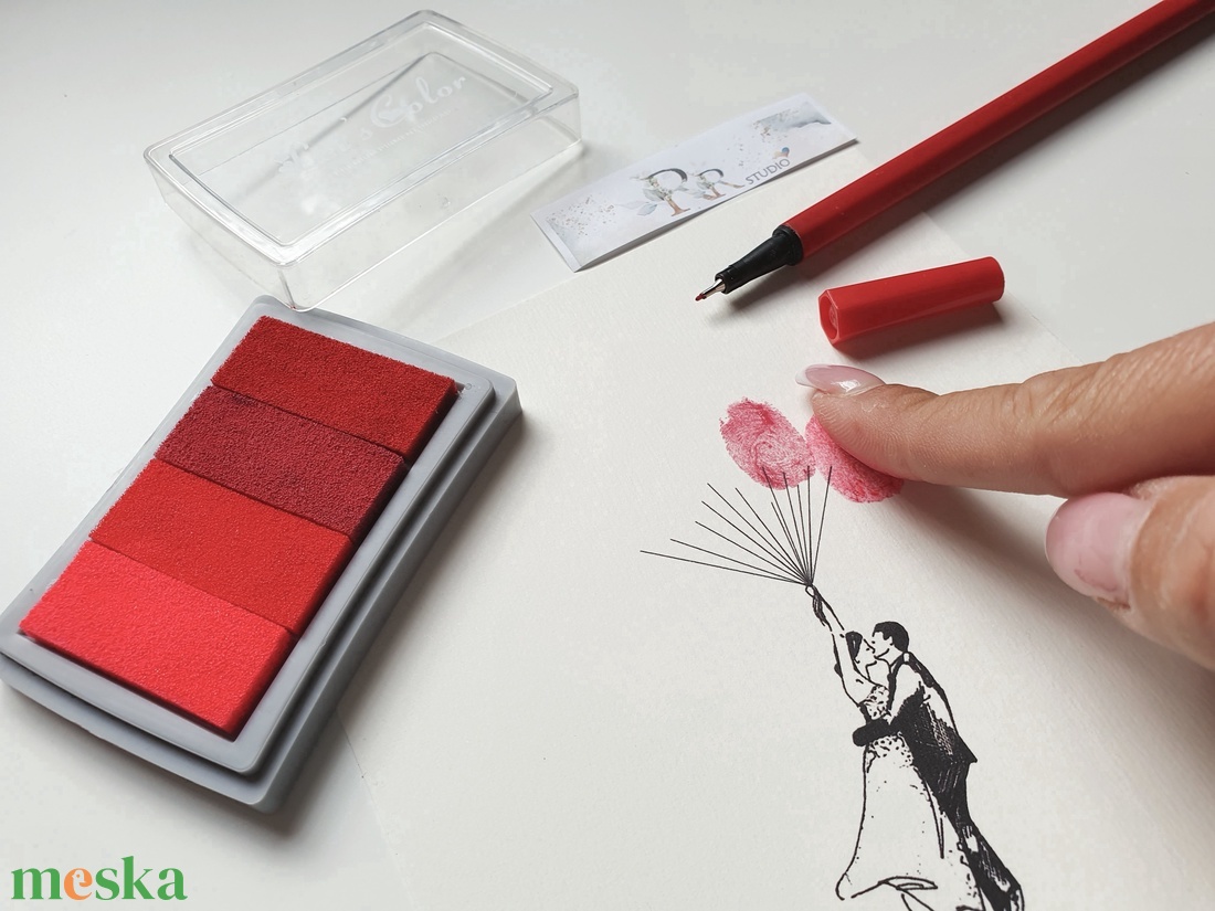 Rózsaszínből-pirosba átmemetes Tintapárna, festék párna, ujjlenyomat, ujjlenyomat képhez, esküvőre, nyomda, tinta, - otthon & életmód - dekoráció - kép & falikép - poszter - Meska.hu