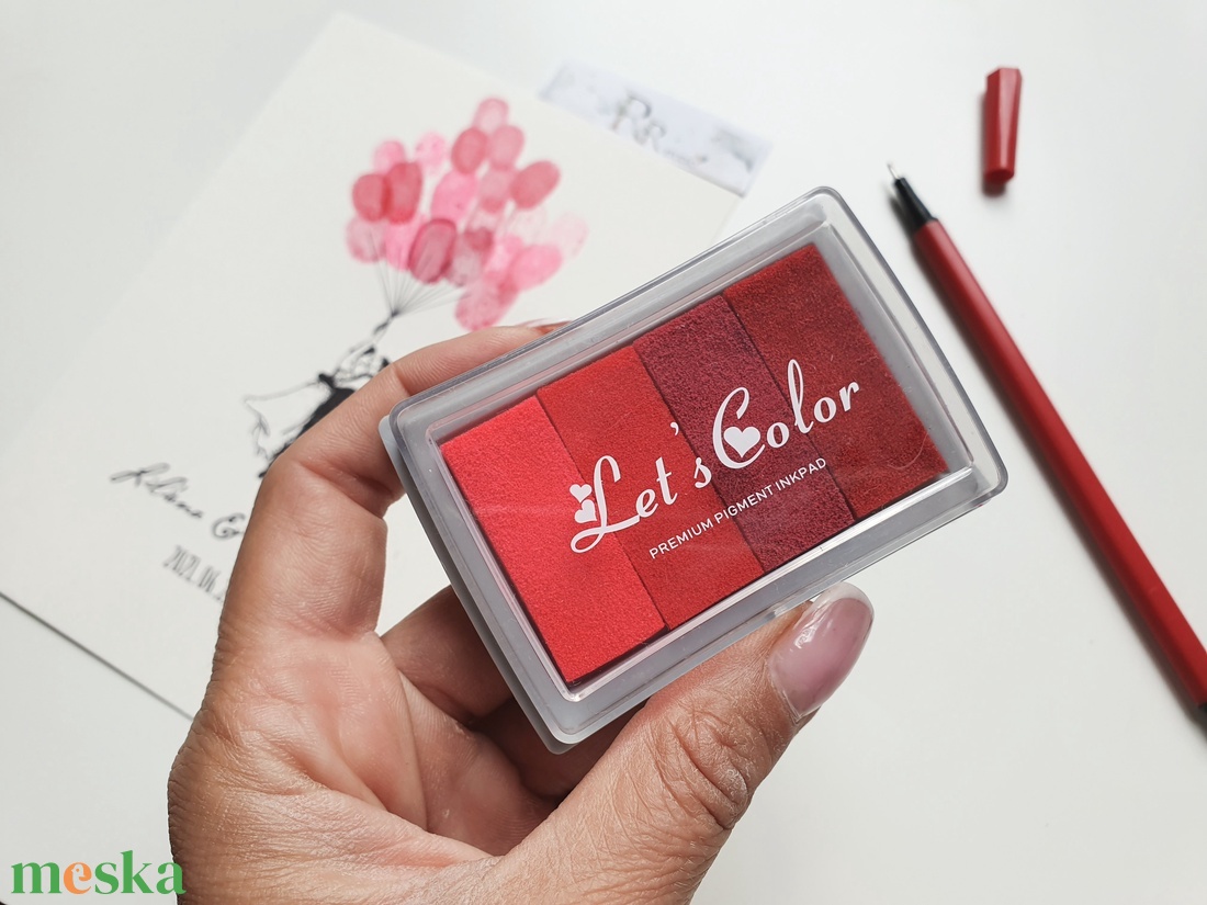 Rózsaszínből-pirosba átmemetes Tintapárna, festék párna, ujjlenyomat, ujjlenyomat képhez, esküvőre, nyomda, tinta, - otthon & életmód - dekoráció - kép & falikép - poszter - Meska.hu