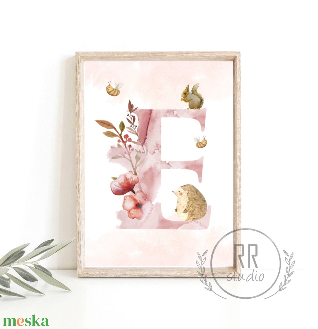 Erdei állatos betű, monogram, virágos, gyerekszoba falikép - otthon & életmód - dekoráció - fali és függő dekoráció - felirat - Meska.hu
