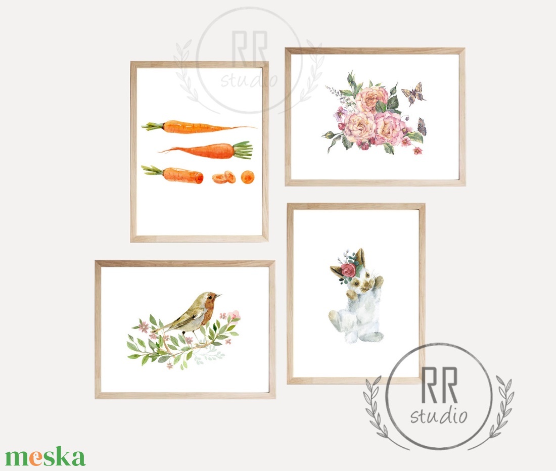 Húsvéti kép szett, 13x18cm, Tavaszi, otthoni dekoráció falikép, KERET NÉLKÜL - otthon & életmód - dekoráció - kép & falikép - poszter - Meska.hu
