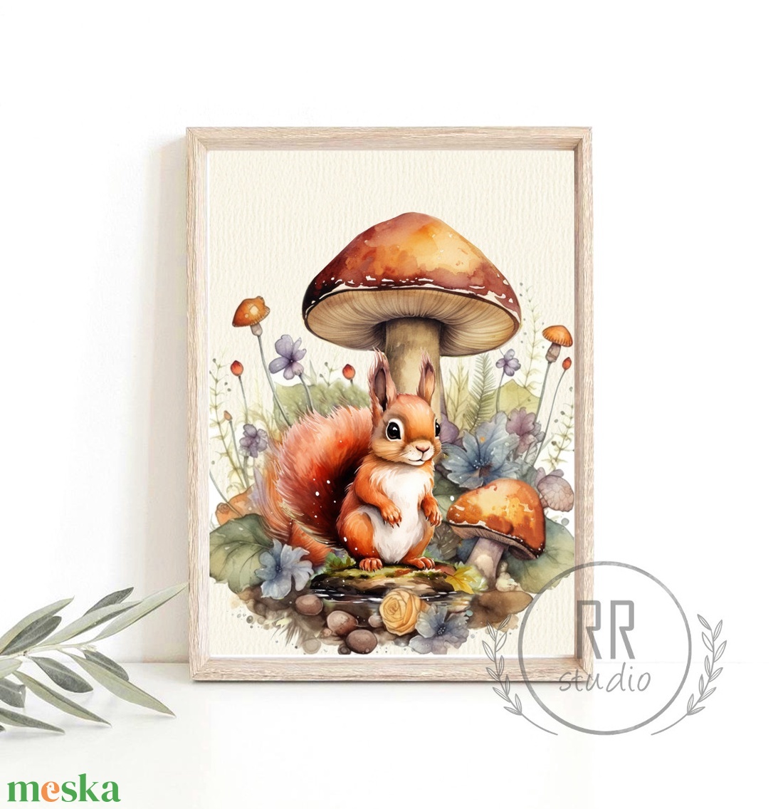 Vargánya, Mókus, állatos, gombás, mese, Kép, Gyerekszoba Falikép, babaszoba dekorácó, PRINT (keret nélkül) - otthon & életmód - babaszoba, gyerekszoba - babaszoba kép - Meska.hu