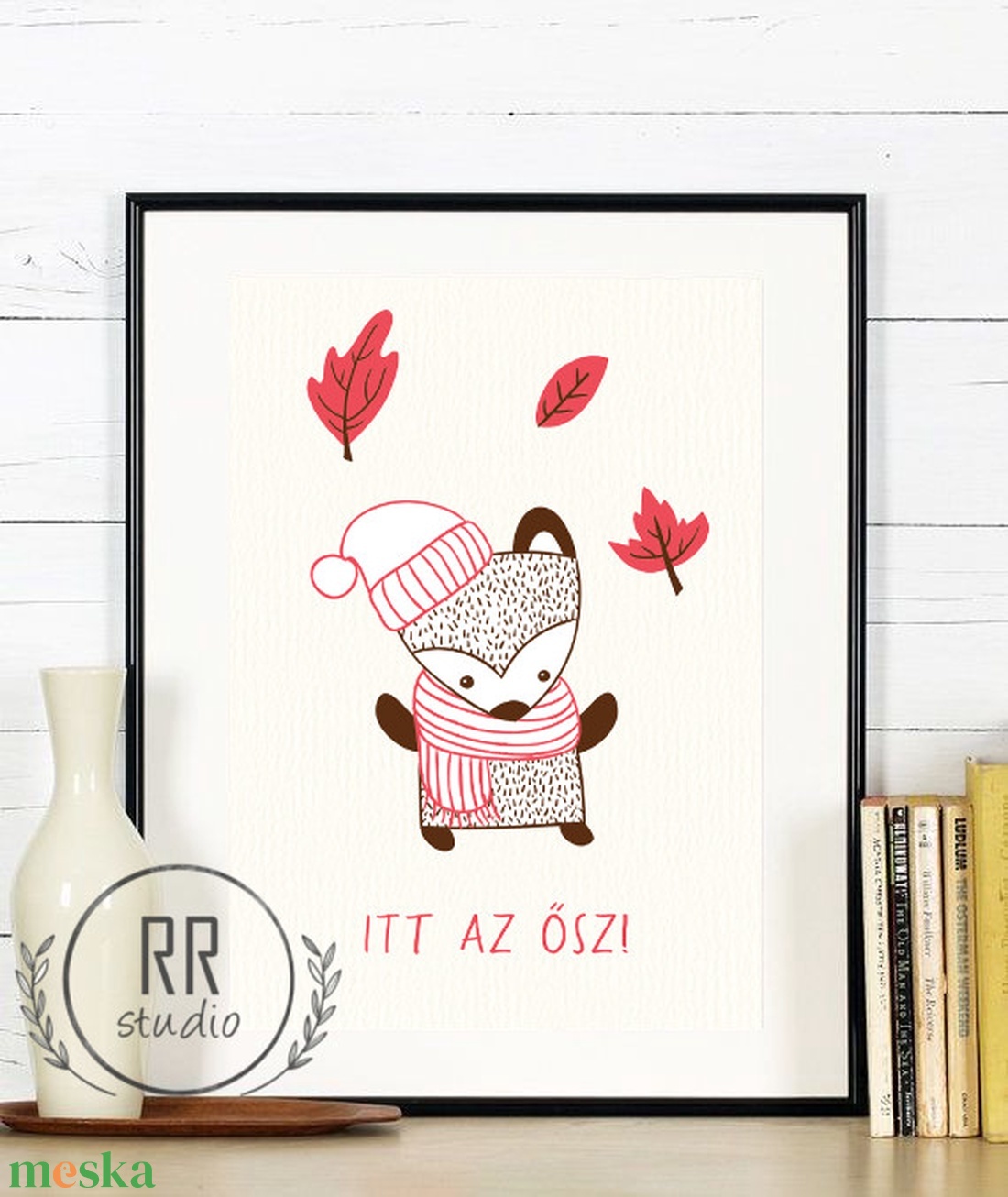 Őszi, borz, falevél, gyerekszoba falikép, őszi dekoráció, halloween dekor -  - Meska.hu