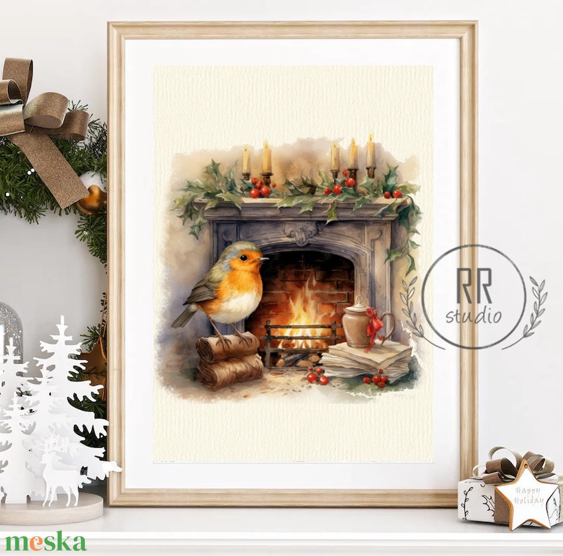 Hangulatos, Vintage, madaras, vörösbegy, kandalló, Téli, karácsonyi falikép, print - karácsony - karácsonyi lakásdekoráció - karácsonyi lakásdíszek - Meska.hu Hangulatos, Vintage, madaras, vörösbegy, kandalló, Téli, karácsonyi falikép, print - karácsony - karácsonyi lakásdekoráció - karácsonyi lakásdíszek - Meska.hu