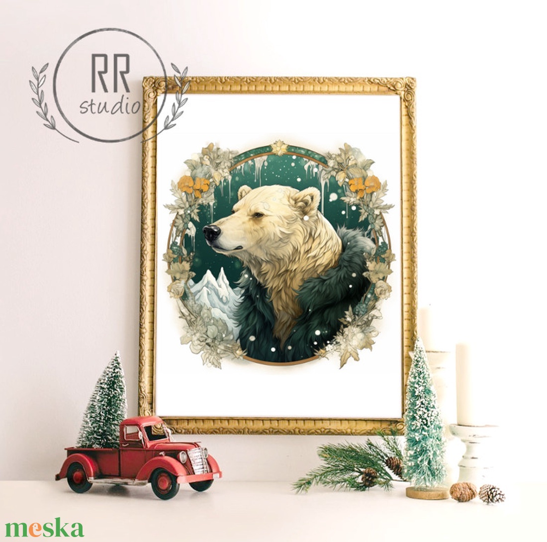 Vintage állatos portré, rajz, festmény, téli falikép, karácsonyi dekoráció, kép, print, jegesmedve - karácsony - karácsonyi lakásdekoráció - karácsonyi lakásdíszek - Meska.hu Vintage állatos portré, rajz, festmény, téli falikép, karácsonyi dekoráció, kép, print, jegesmedve - karácsony - karácsonyi lakásdekoráció - karácsonyi lakásdíszek - Meska.hu