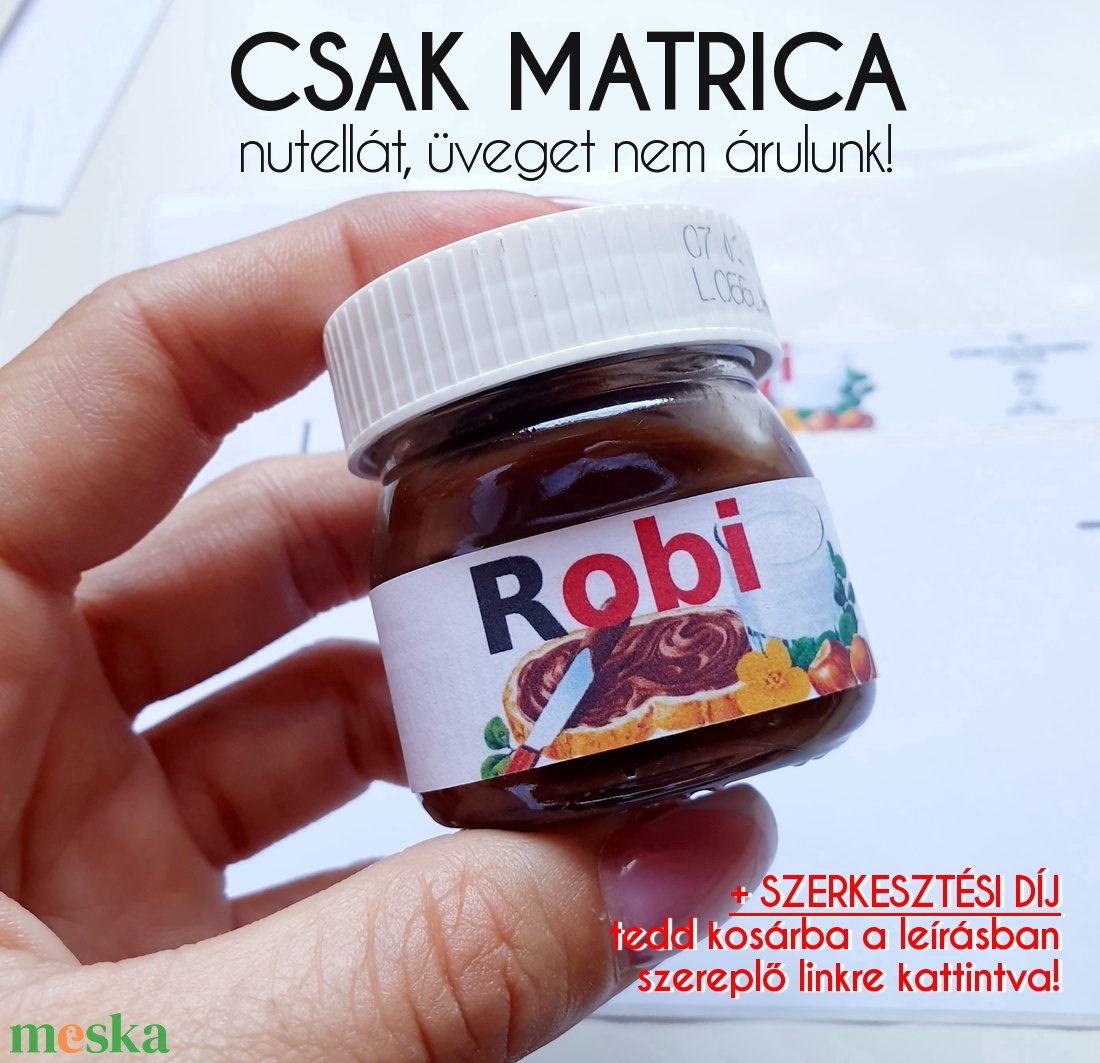 Mini Nutellás üvegre csak MATRICA,  + ALAP SZERKESZTÉSI DÍJ a feliratra: ezt is tedd kosárba a LEÍRÁSBÓL - esküvő - emlék & ajándék - köszönőajándék - Meska.hu