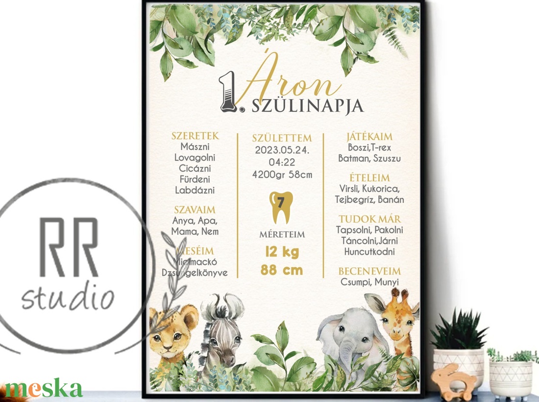 Szafaris, dzsungel állatos, 1 éves szülinapi Kép, születési adatok, szülinapra, babaszoba kép, megérkeztem ajándék - otthon & életmód - babaszoba, gyerekszoba - babaszoba kép - Meska.hu Szafaris, dzsungel állatos, 1 éves szülinapi Kép, születési adatok, szülinapra, babaszoba kép, megérkeztem ajándék - otthon & életmód - babaszoba, gyerekszoba - babaszoba kép - Meska.hu