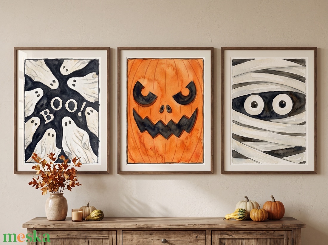 Haloween dekoráció 3 darabos kép szett A4 méret- KERET NÉLKÜL - otthon & életmód - dekoráció - halloween - halloweeni dekoráció - Meska.hu