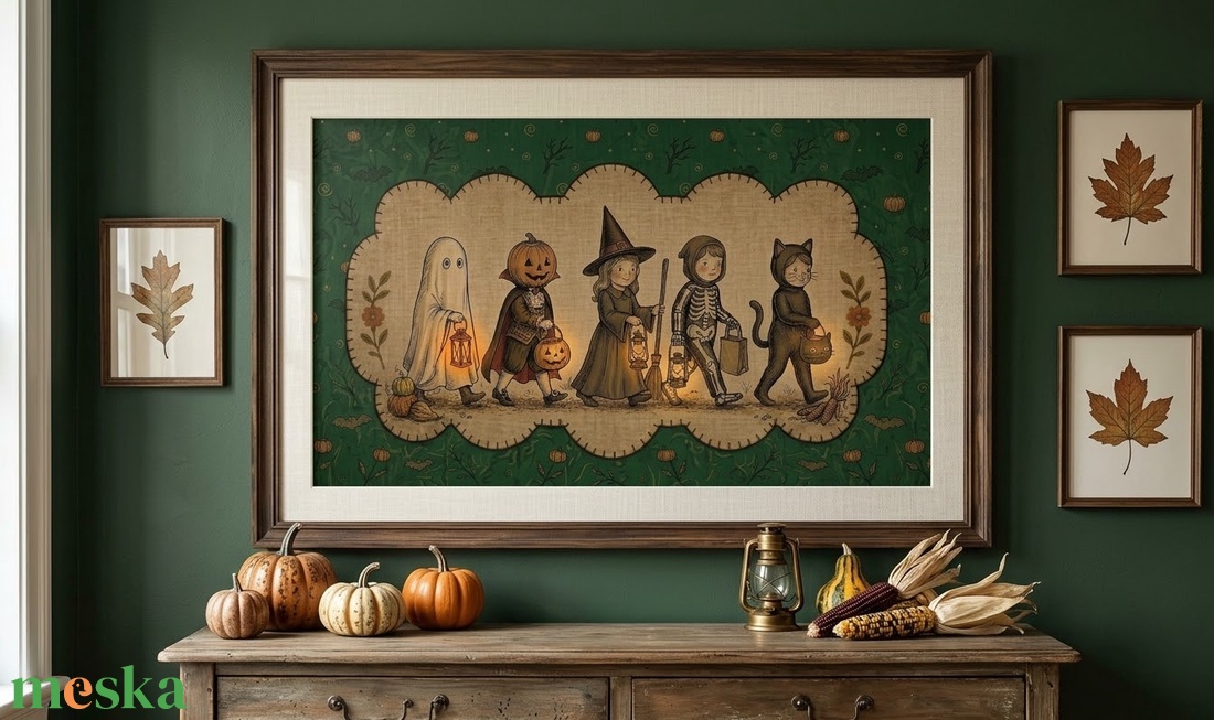 Vintage Halloween kép, gyerekek jelmezben, halloween dekor, Halloween kép - KERET NÉLKÜL - otthon & életmód - dekoráció - halloween - halloweeni dekoráció - Meska.hu