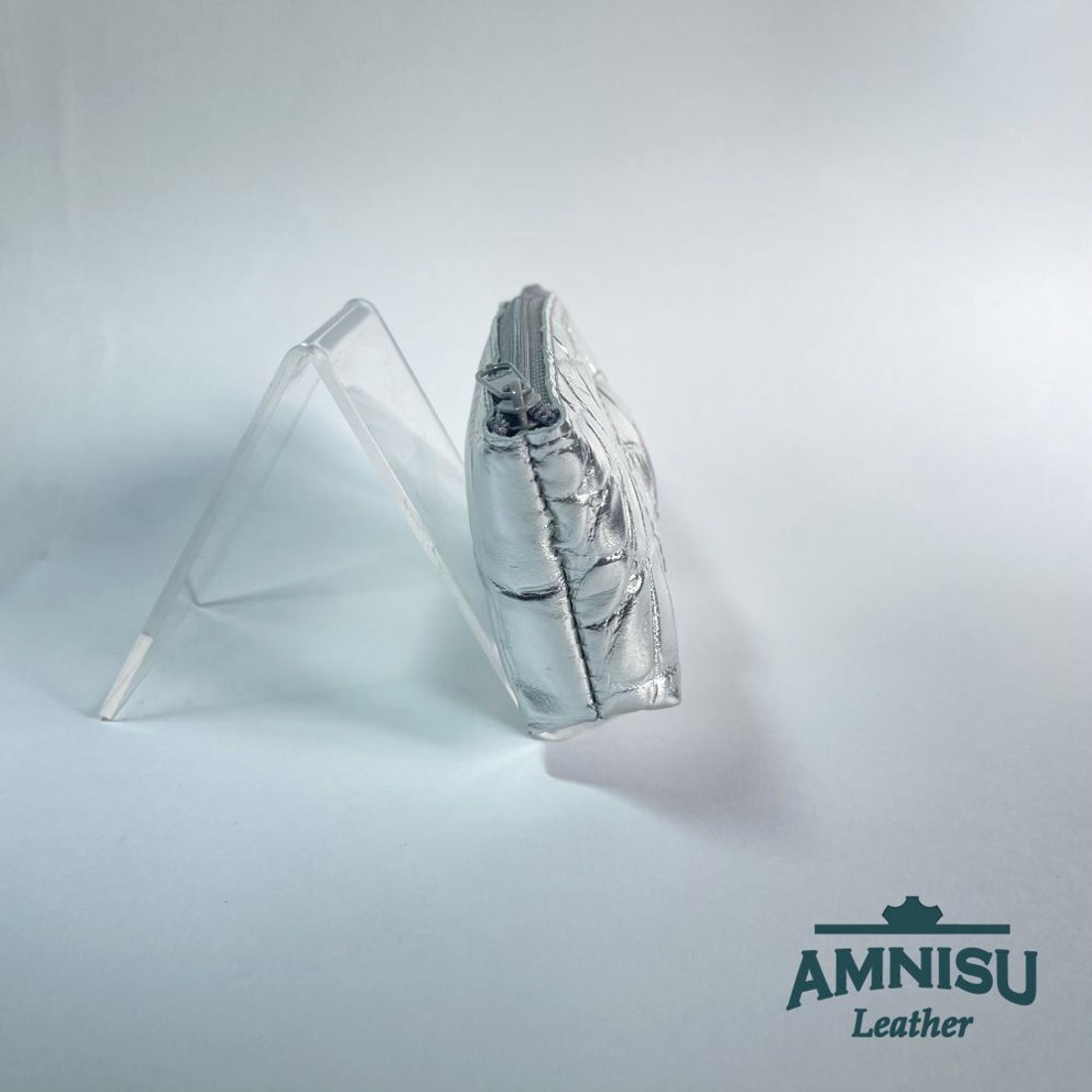 Ezüst krokkómintás egy cipzáras kulcstartó sárkány szemmel F1002 - táska & tok - kulcstartó & táskadísz - kulcstartó - Meska.hu