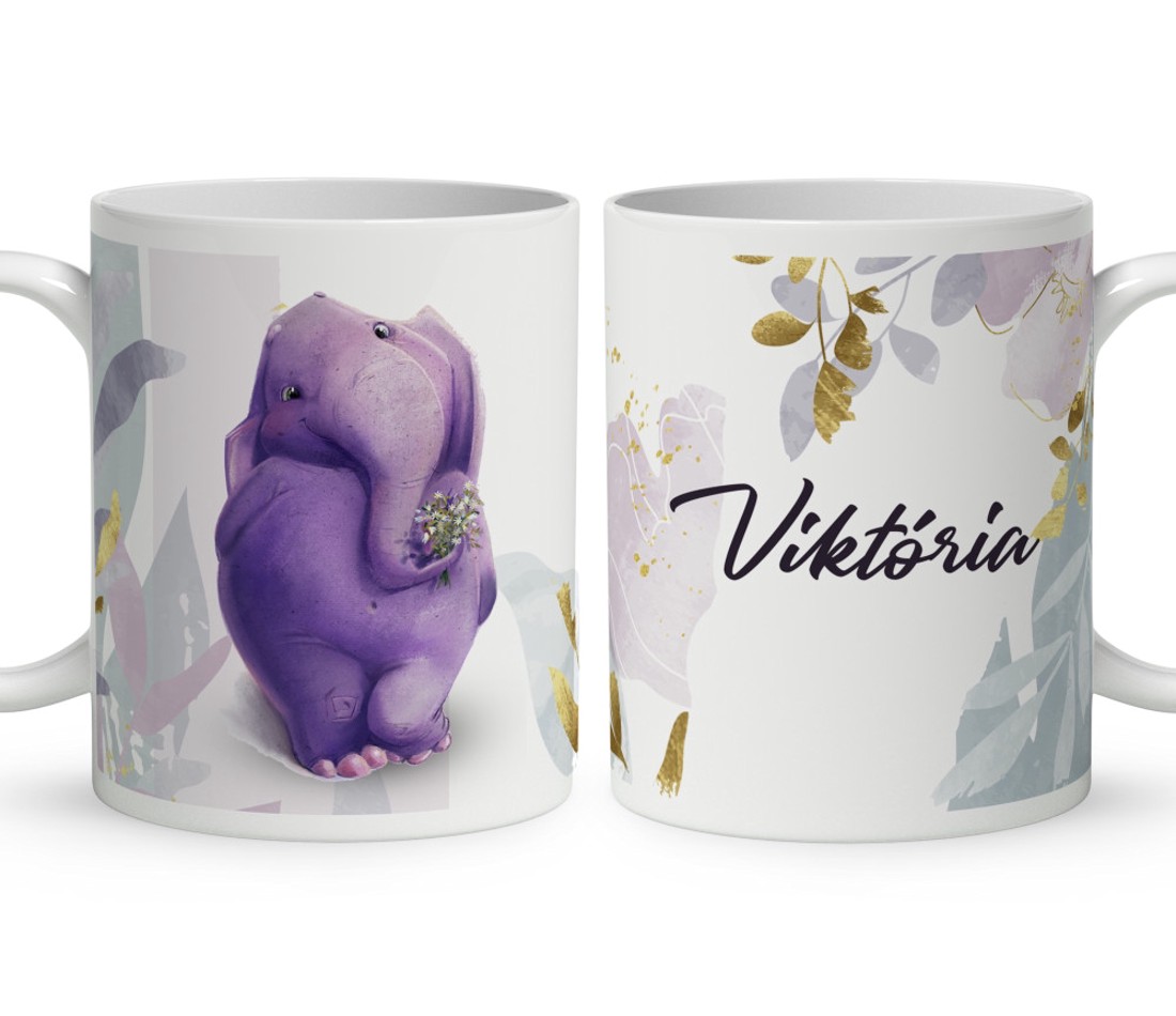 Kérd a neveddel - Tündéri lila elefánt mintás bögre - otthon & életmód - konyhafelszerelés, tálalás - tálalás - bögre & csésze - Meska.hu