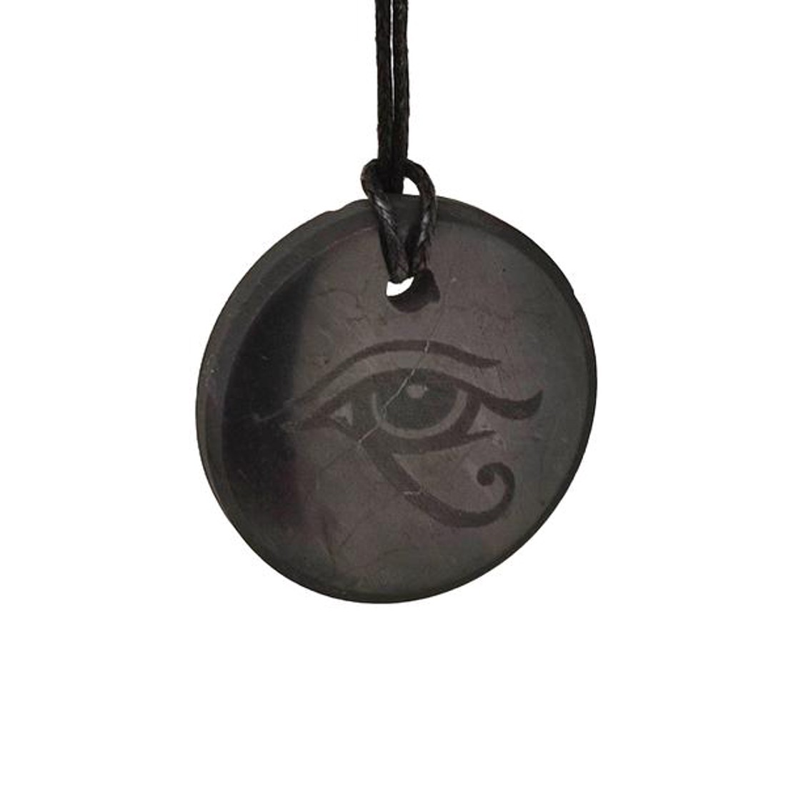 Shungit medál gravírozott Hórusz szeme 30mm - ékszer - nyaklánc - medál - Meska.hu
