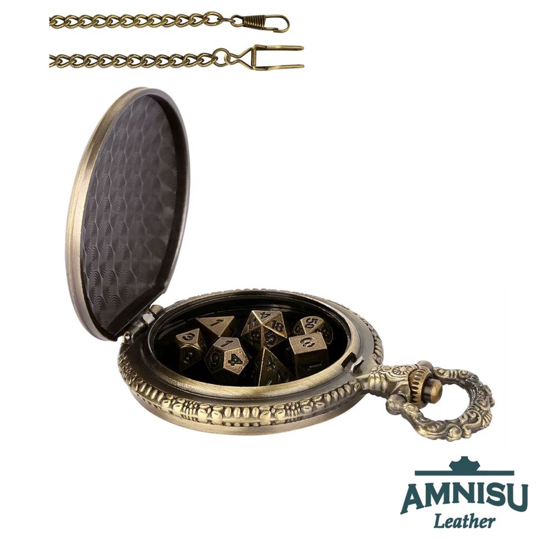 Bronz sárkány fejes mini fém kockaszett zsebóra tokban - játék & sport - szerepjáték - Meska.hu