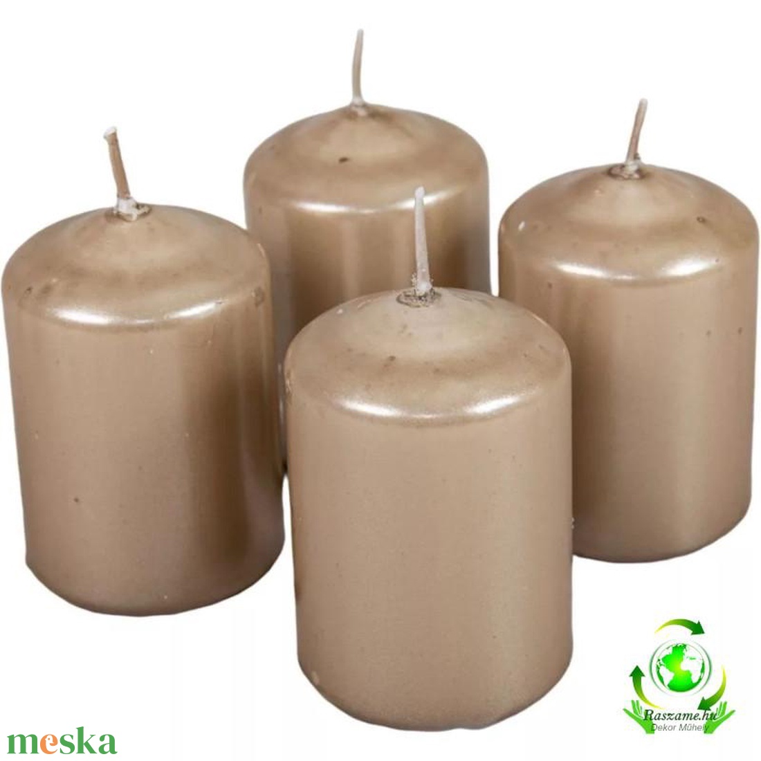 Metál henger gyertya szett 50x75mm - homok - kellékek & szerszámok - dekorációs kellékek - dekorációs gyertya - Meska.hu