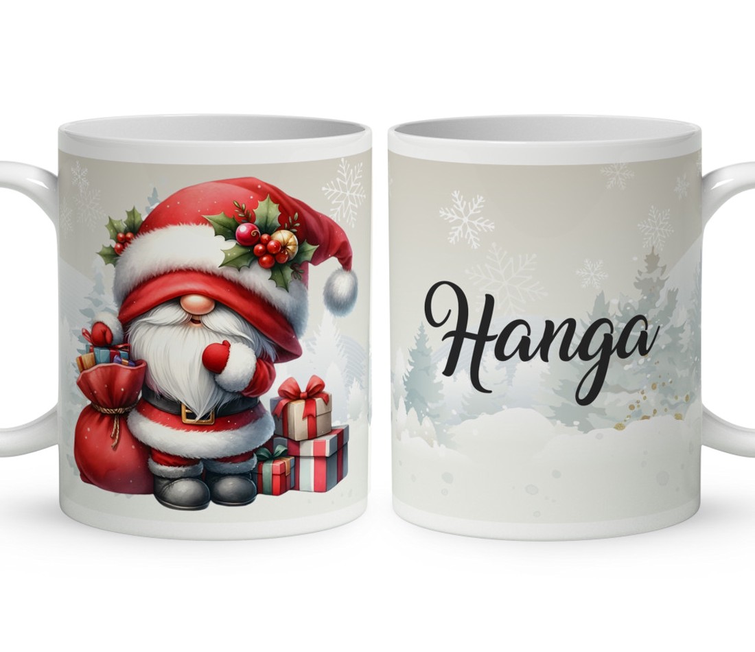 Névvel kérhető - Cuki karácsonyi manó mintás bögre - otthon & életmód - konyhafelszerelés, tálalás - tálalás - bögre & csésze - Meska.hu