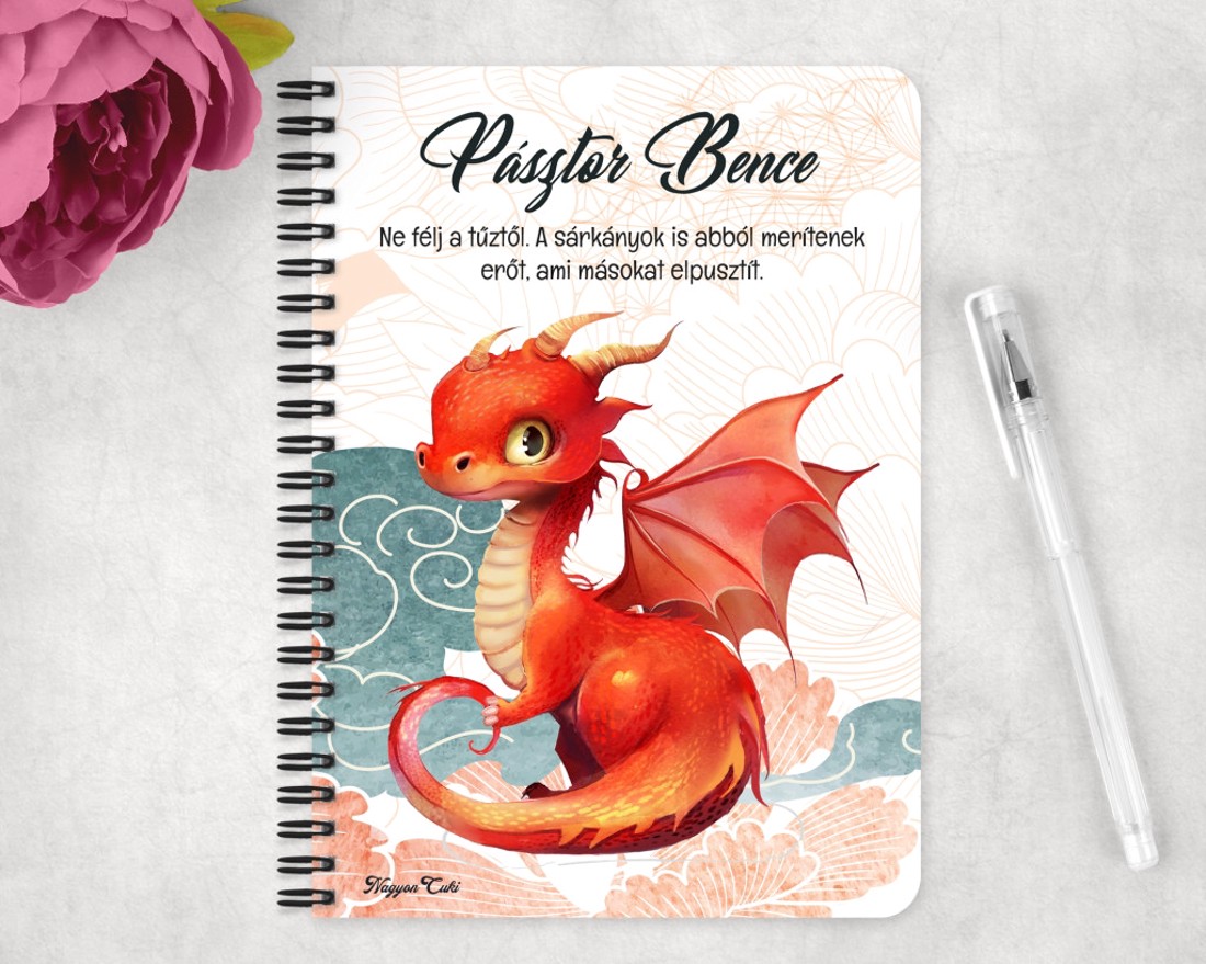 Személyre szabható - A legédesebb tűzsárkány mintás A6-os füzet - otthon & életmód - papír, írószer - jegyzetfüzet & napló - Meska.hu
