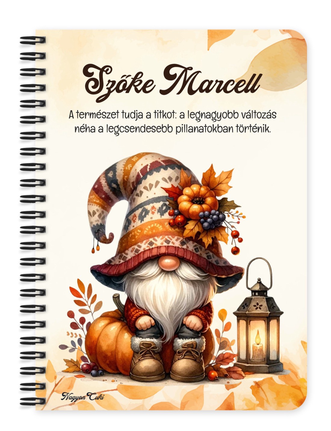 Személyre szabható - Cuki őszi manó mintás A5-ös füzet - otthon & életmód - papír, írószer - jegyzetfüzet & napló - Meska.hu